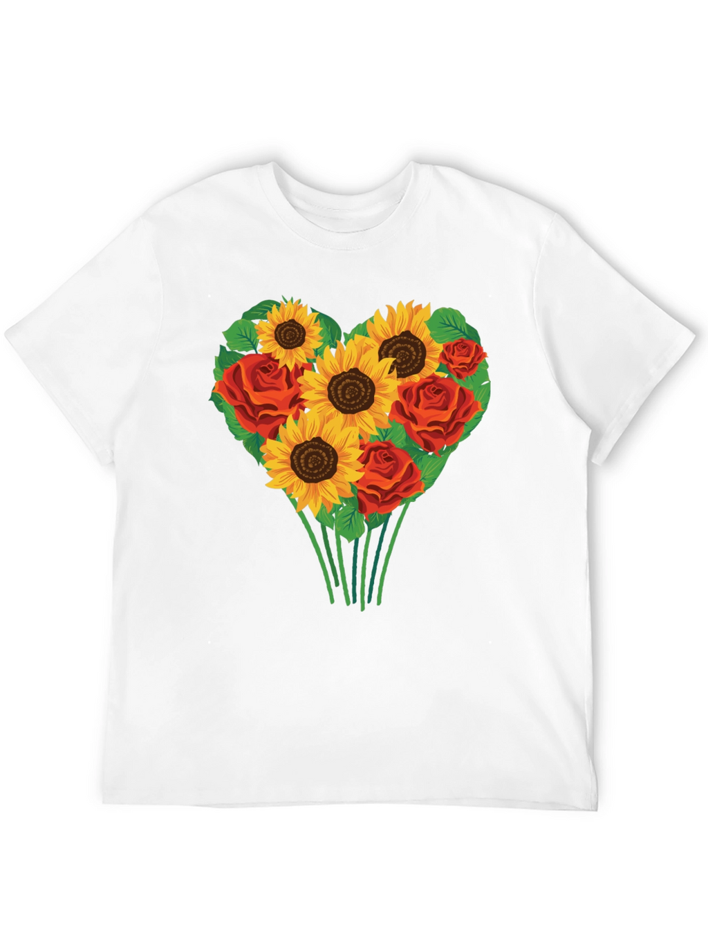 Sunflower & Rose Heart Graphic T-Shirt