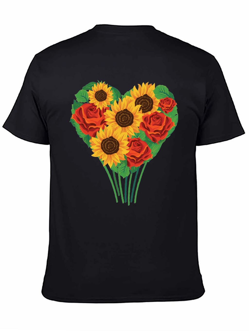 Sunflower & Rose Heart Graphic T-Shirt