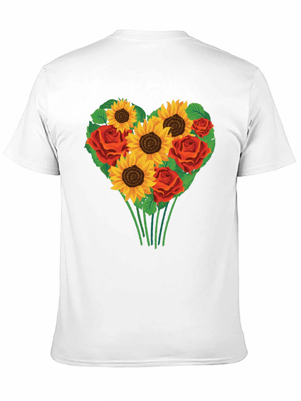 Sunflower & Rose Heart Graphic T-Shirt