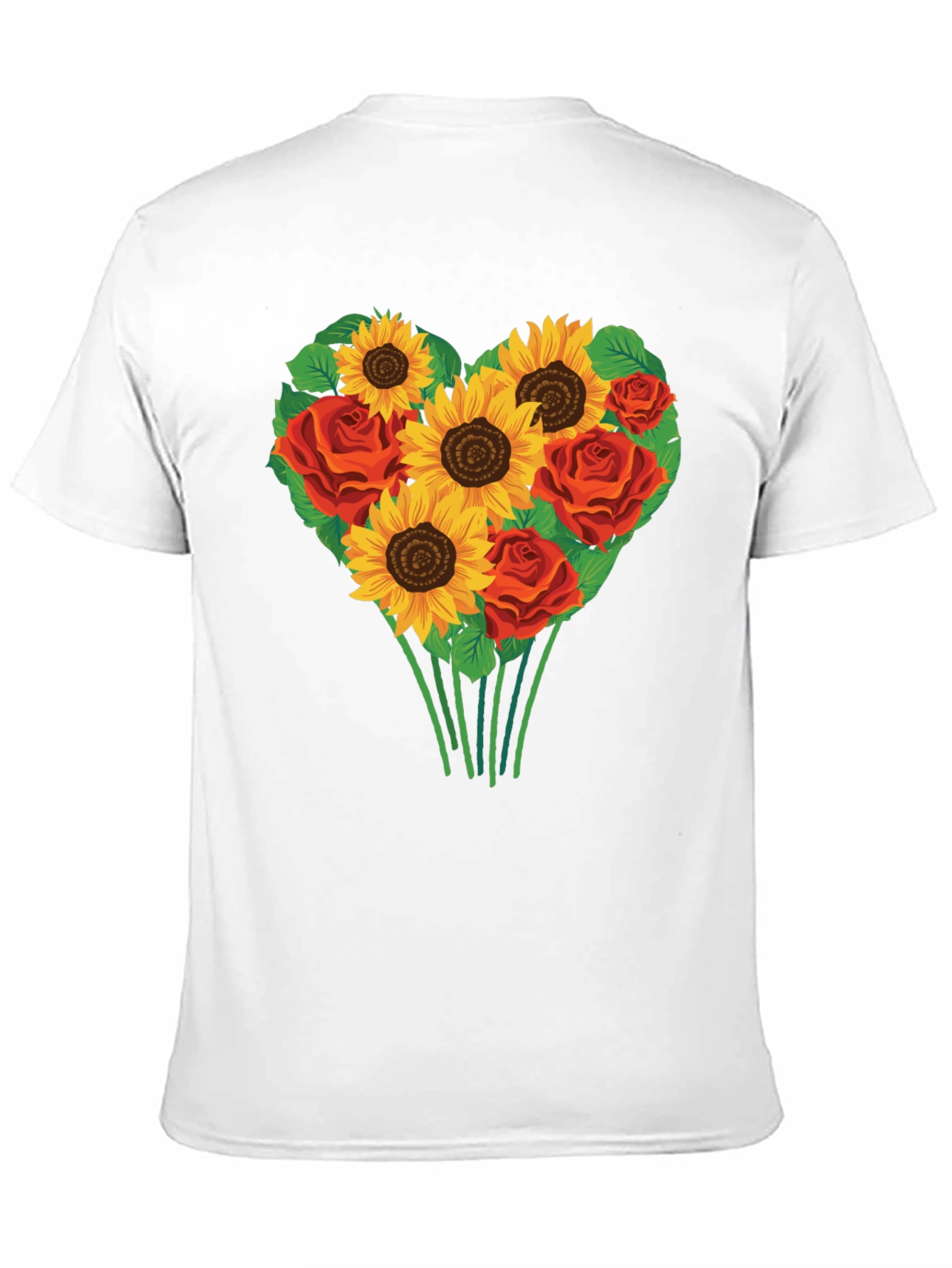 Sunflower & Rose Heart Graphic T-Shirt