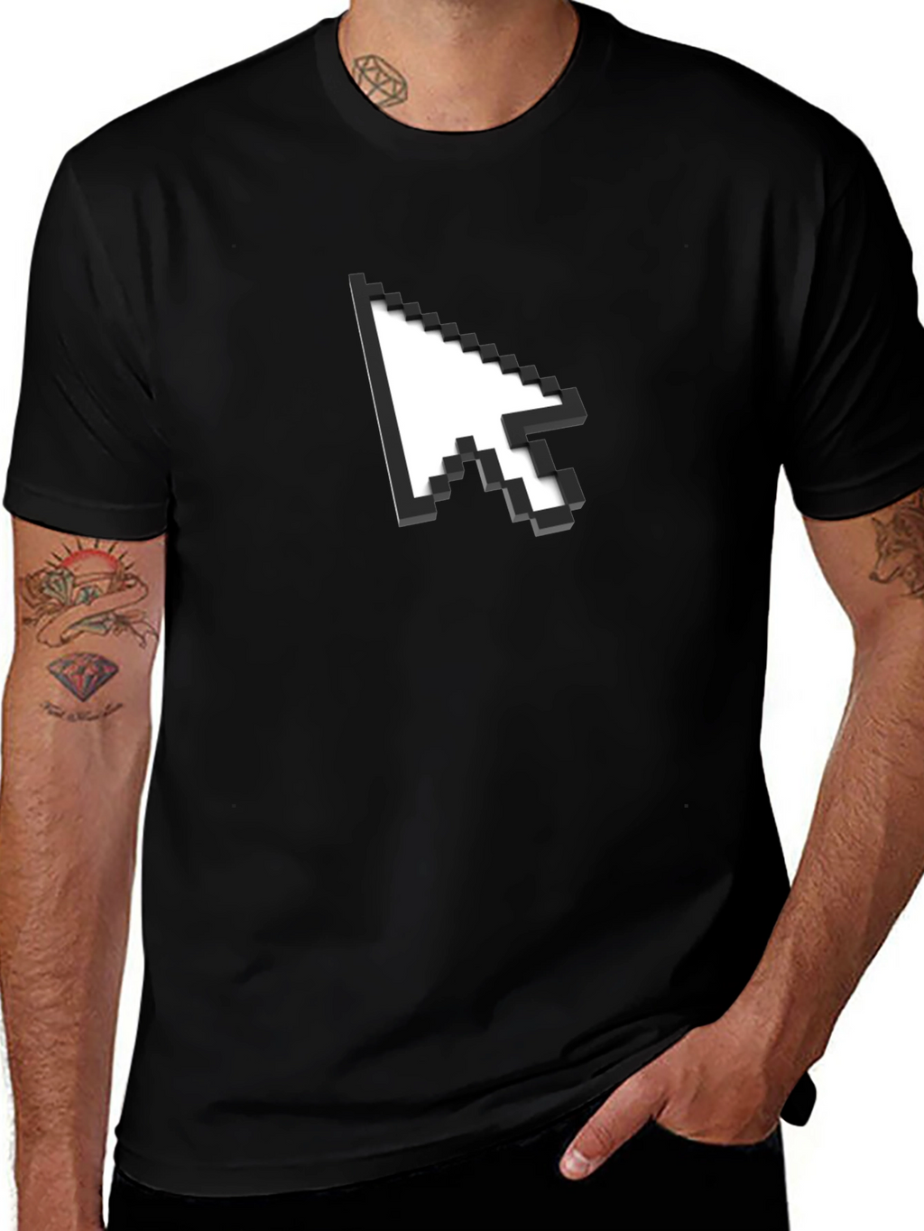 Pixel Arrow Graphic Black T-Shirt