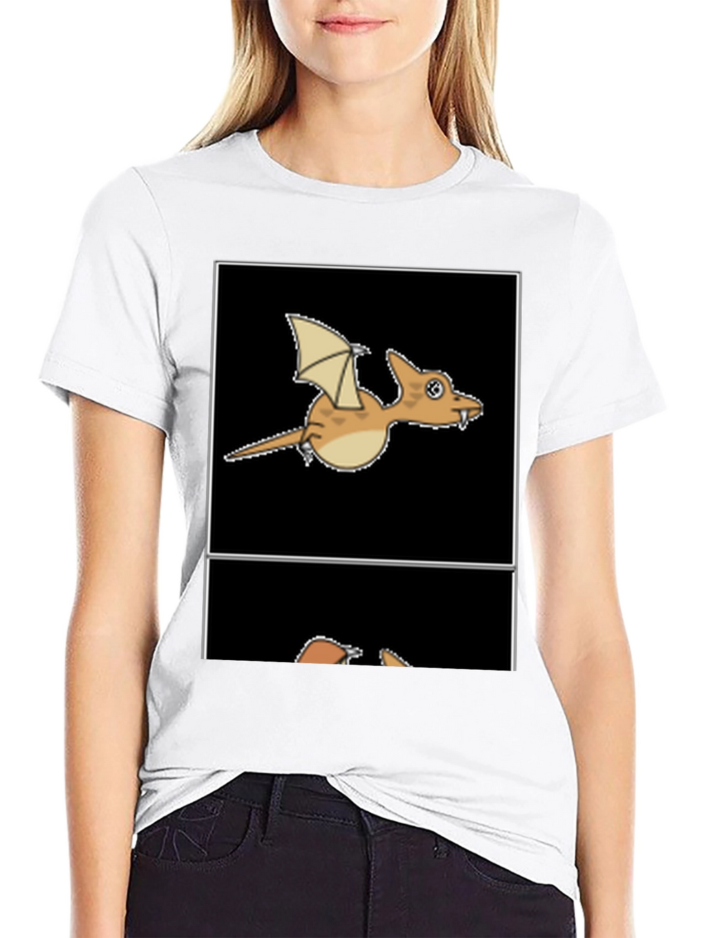 Cartoon Dinosaur Graphic Tee - Black T-Shirt