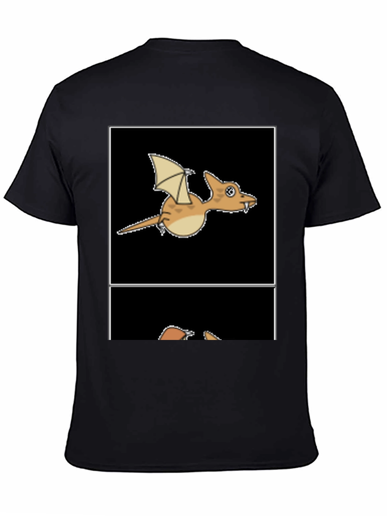 Cartoon Dinosaur Graphic Tee - Black T-Shirt