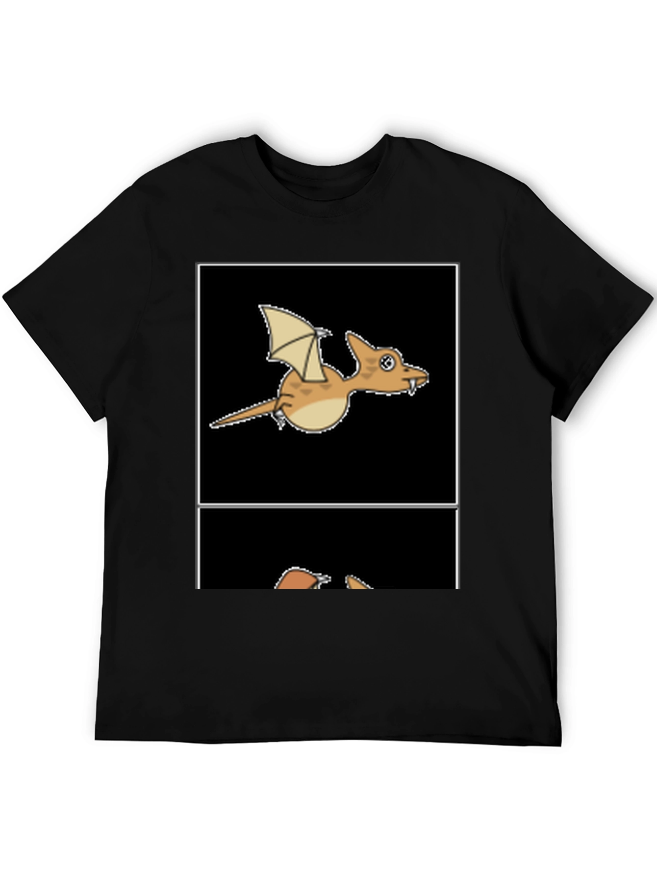 Cartoon Dinosaur Graphic Tee - Black T-Shirt