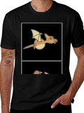 Cartoon Dinosaur Graphic Tee - Black T-Shirt