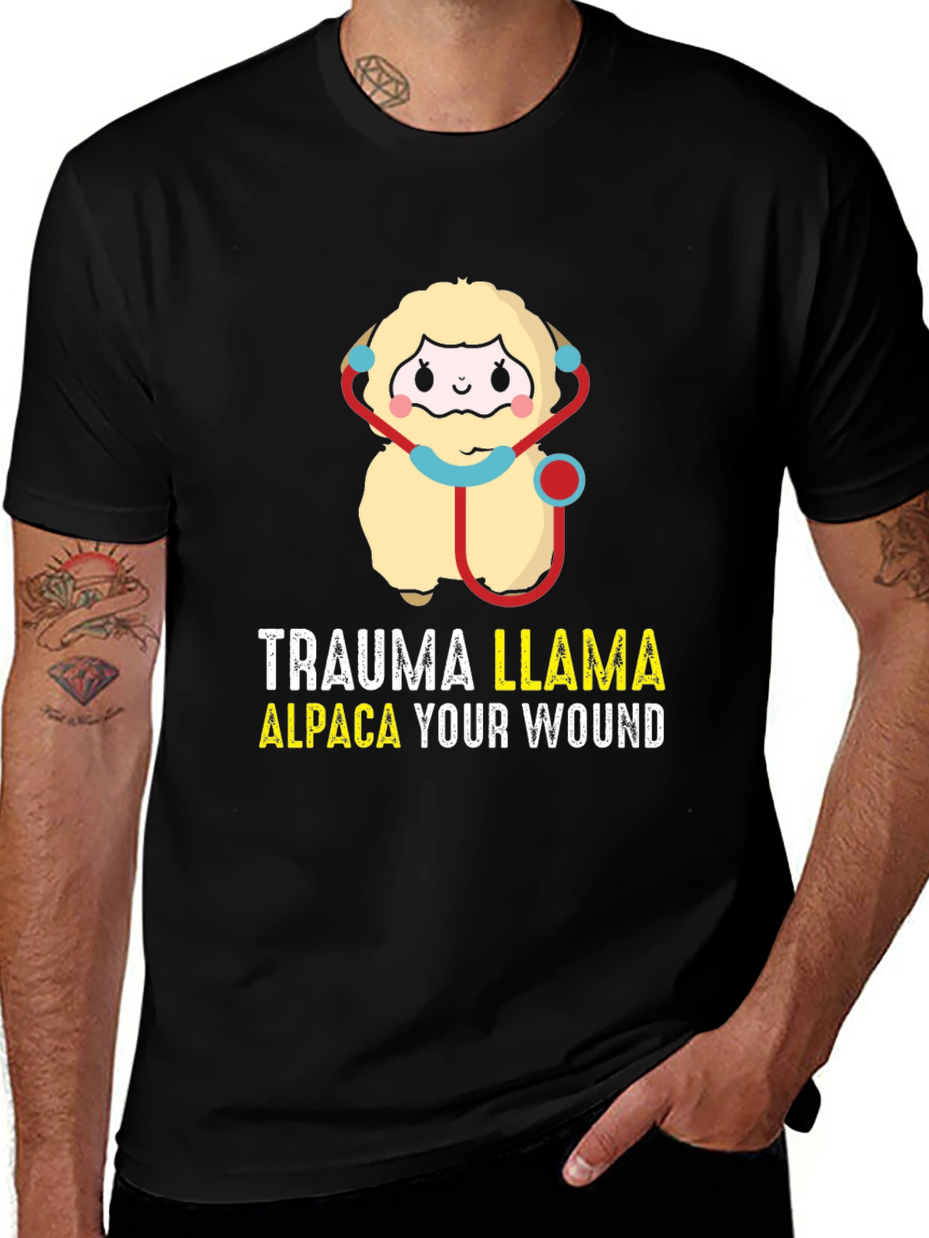 Trauma Llama Alpaca Funny Medical Humor T-Shirt