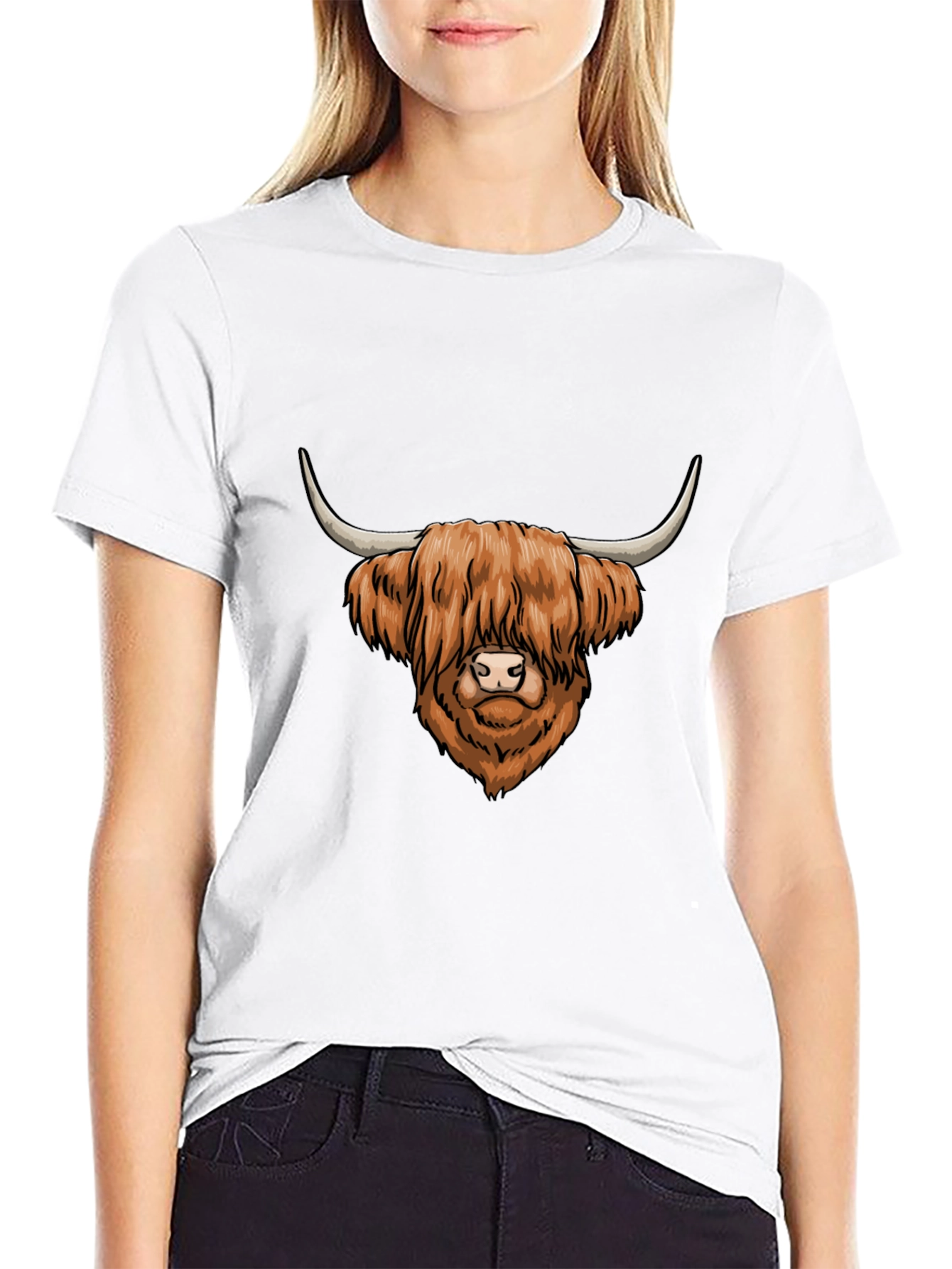 Highland Cow Graphic Tee - Cool Mens Black T-Shirt