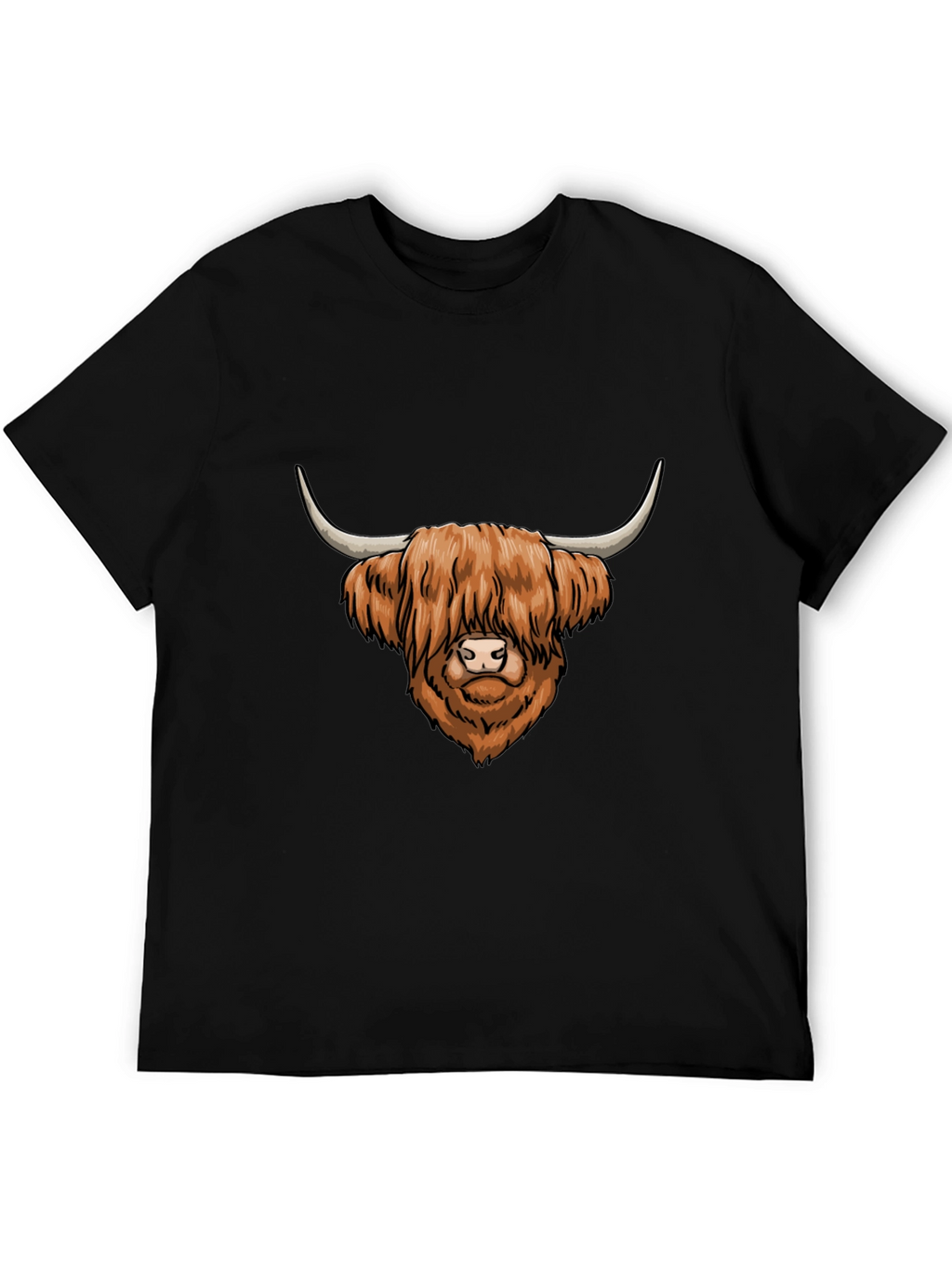 Highland Cow Graphic Tee - Cool Mens Black T-Shirt