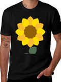 Sunflower Graphic Tee - Black Cotton Blend