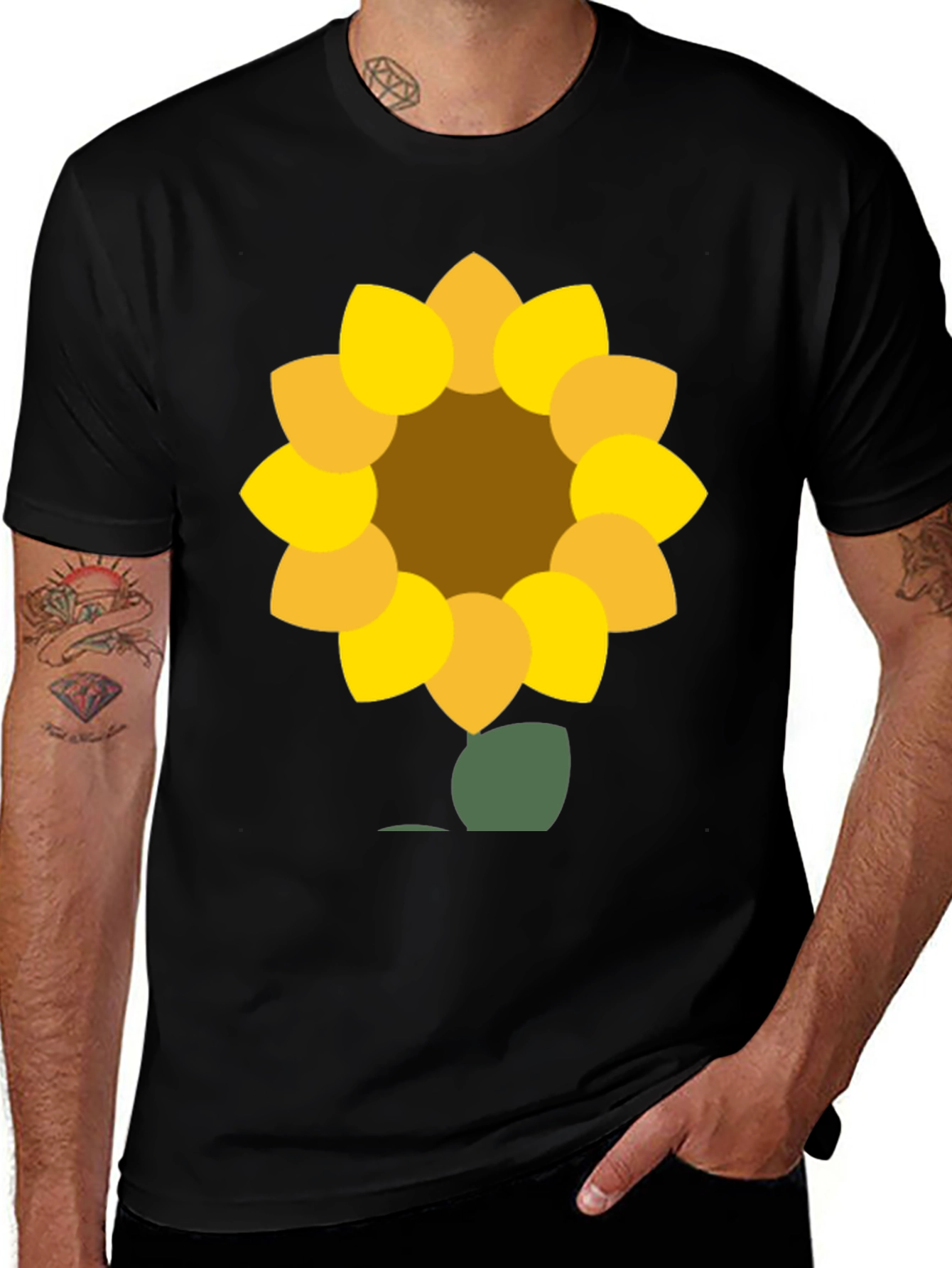 Sunflower Graphic Tee - Black Cotton Blend