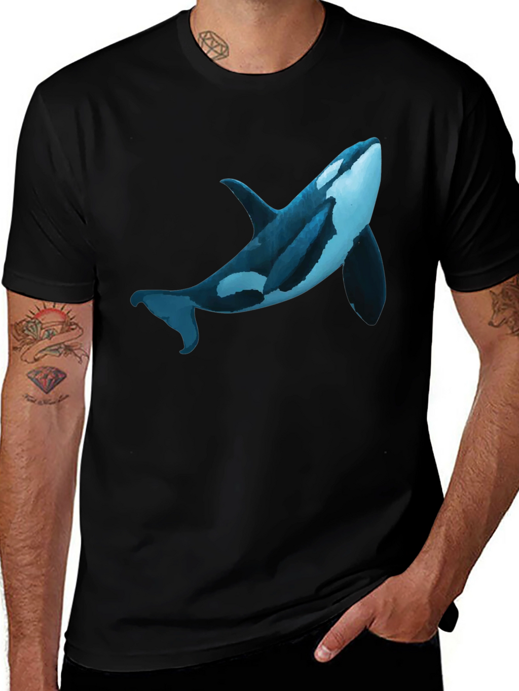 Orca Whale Graphic Print T-Shirt - Casual Style