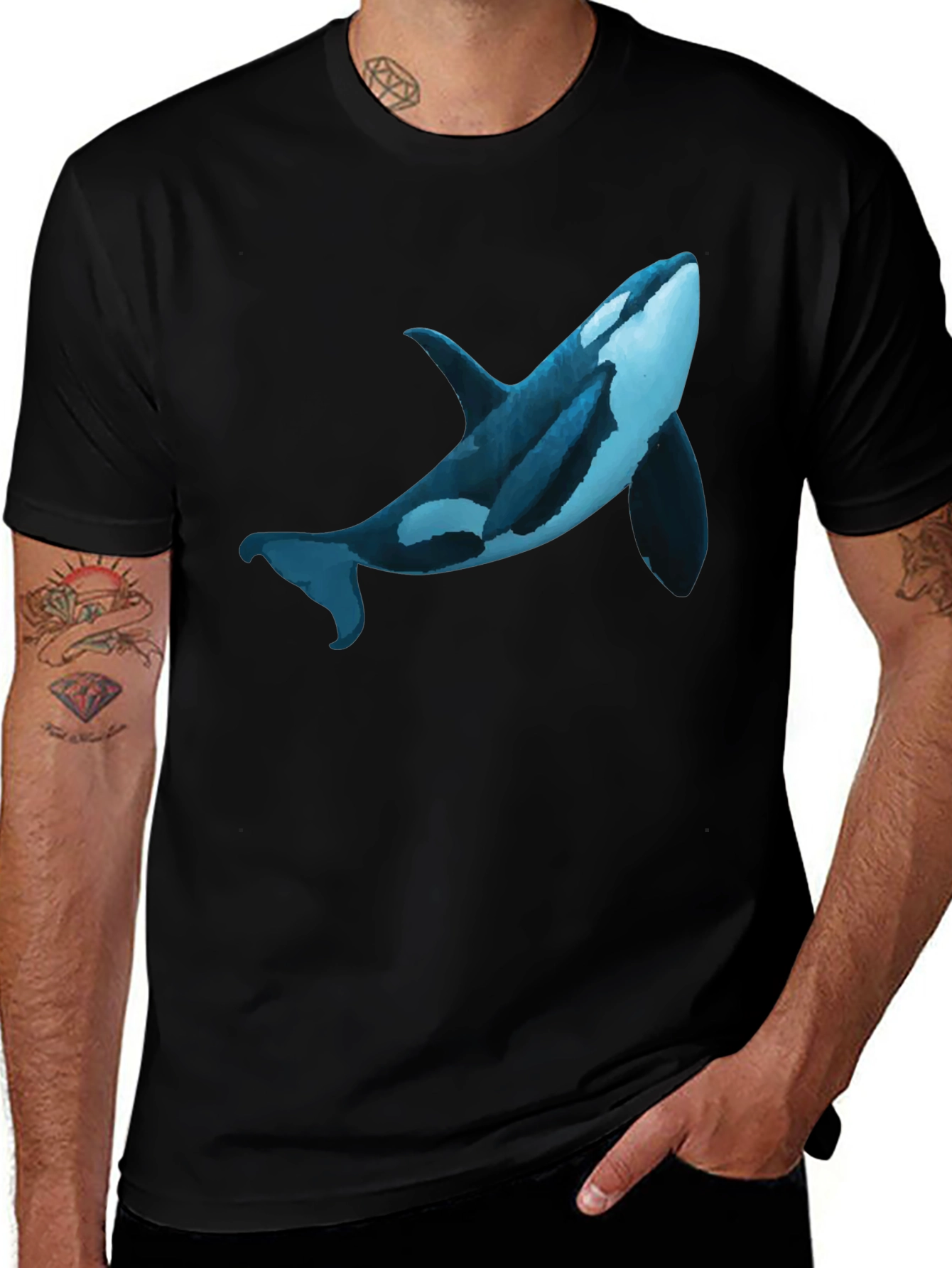 Orca Whale Graphic Print T-Shirt - Casual Style