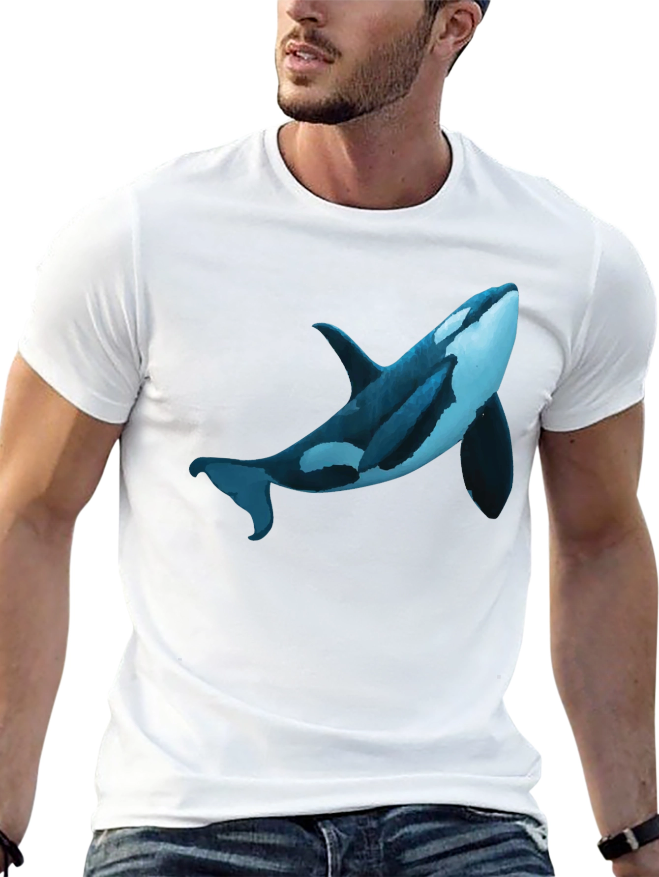 Orca Whale Graphic Print T-Shirt - Casual Style