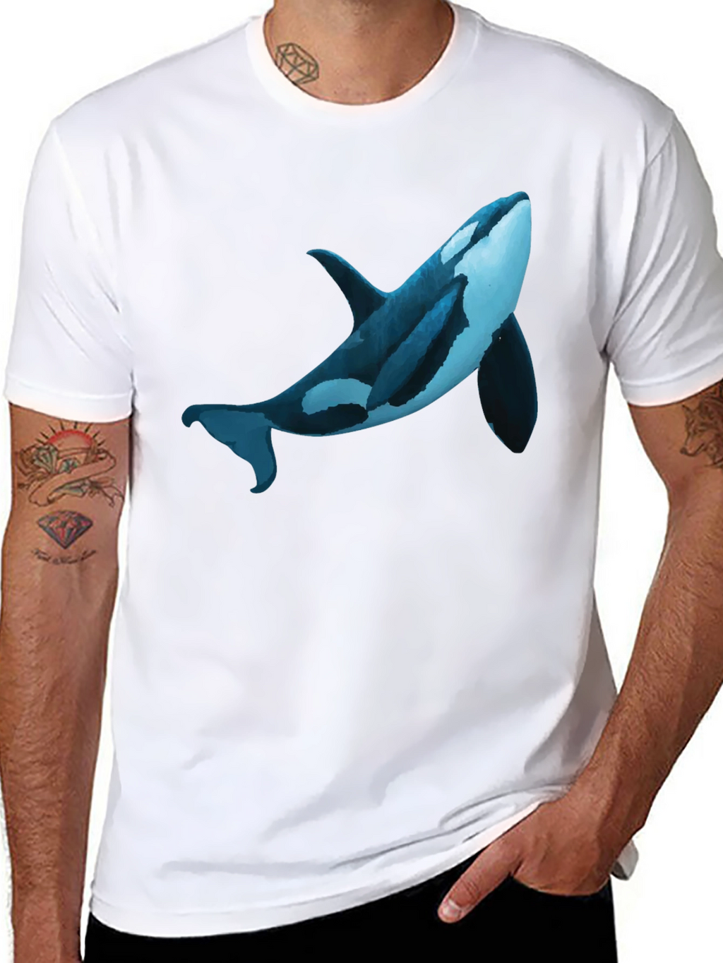 Orca Whale Graphic Print T-Shirt - Casual Style