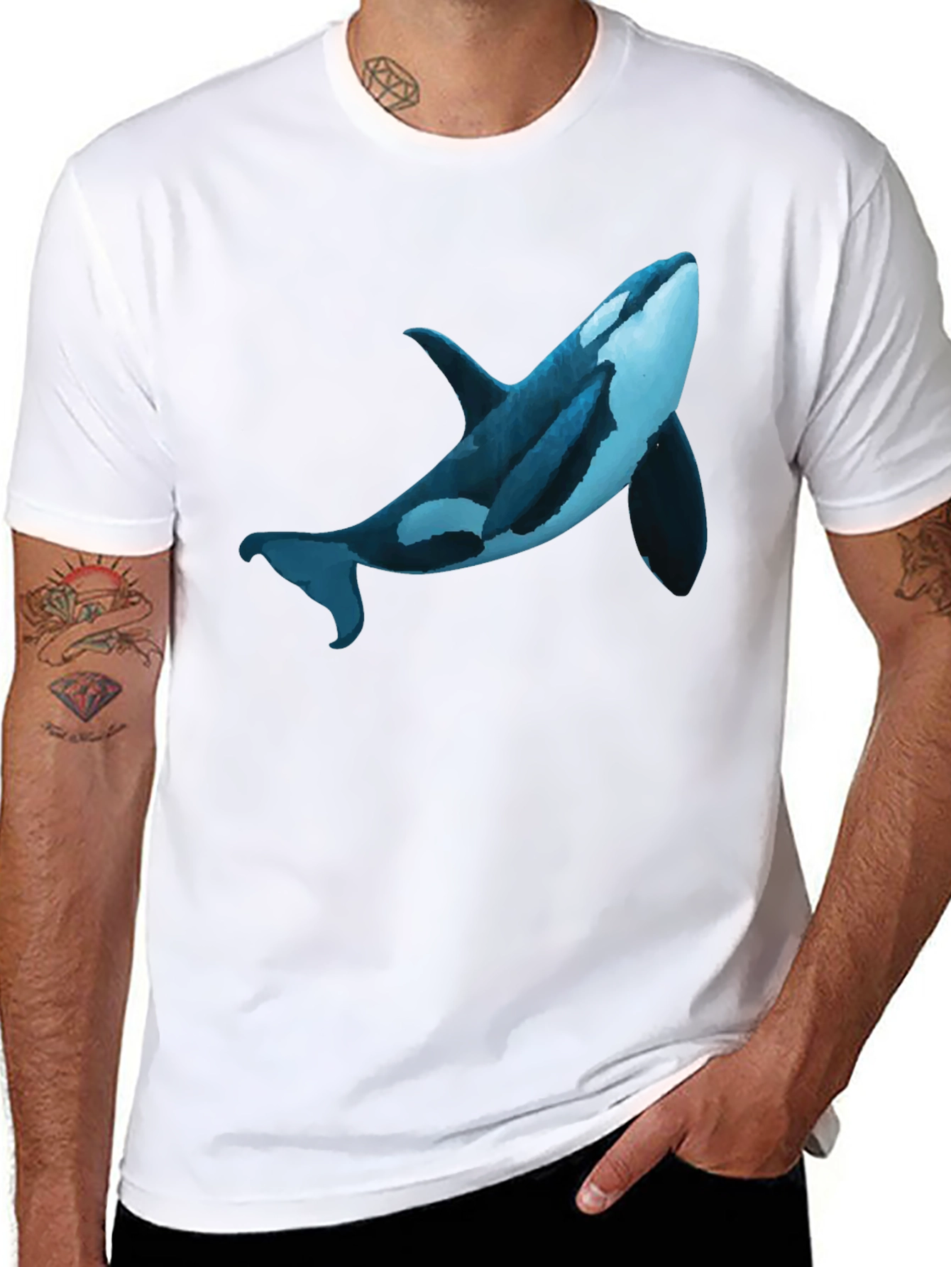Orca Whale Graphic Print T-Shirt - Casual Style
