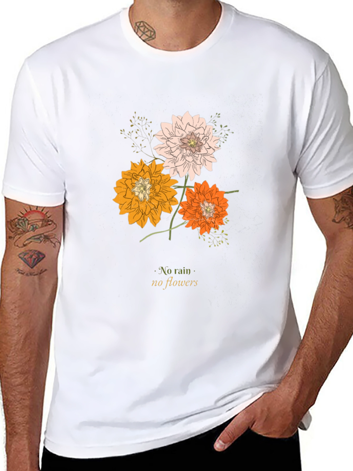 Floral T-Shirt: No Rain No Flowers