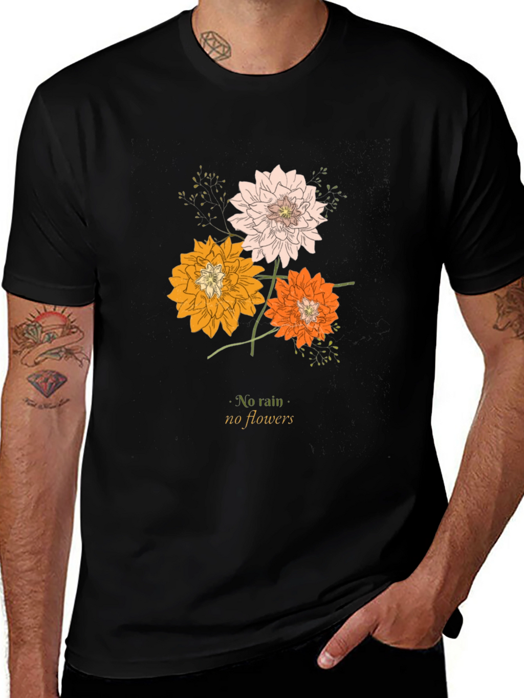 Floral T-Shirt: No Rain No Flowers