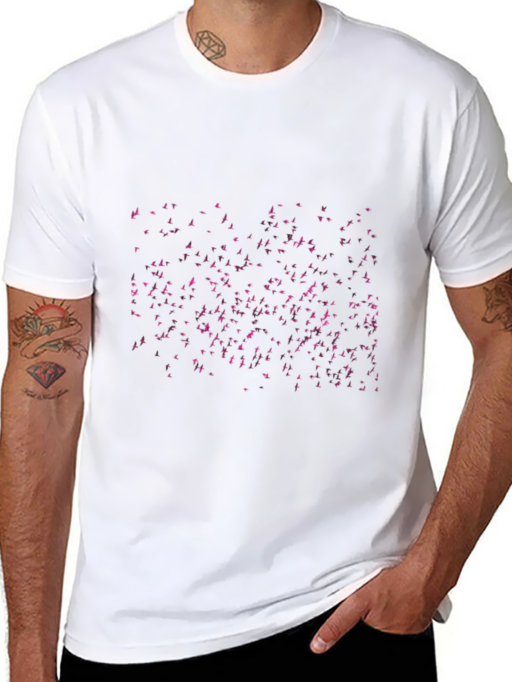 Flock Print Black T-Shirt