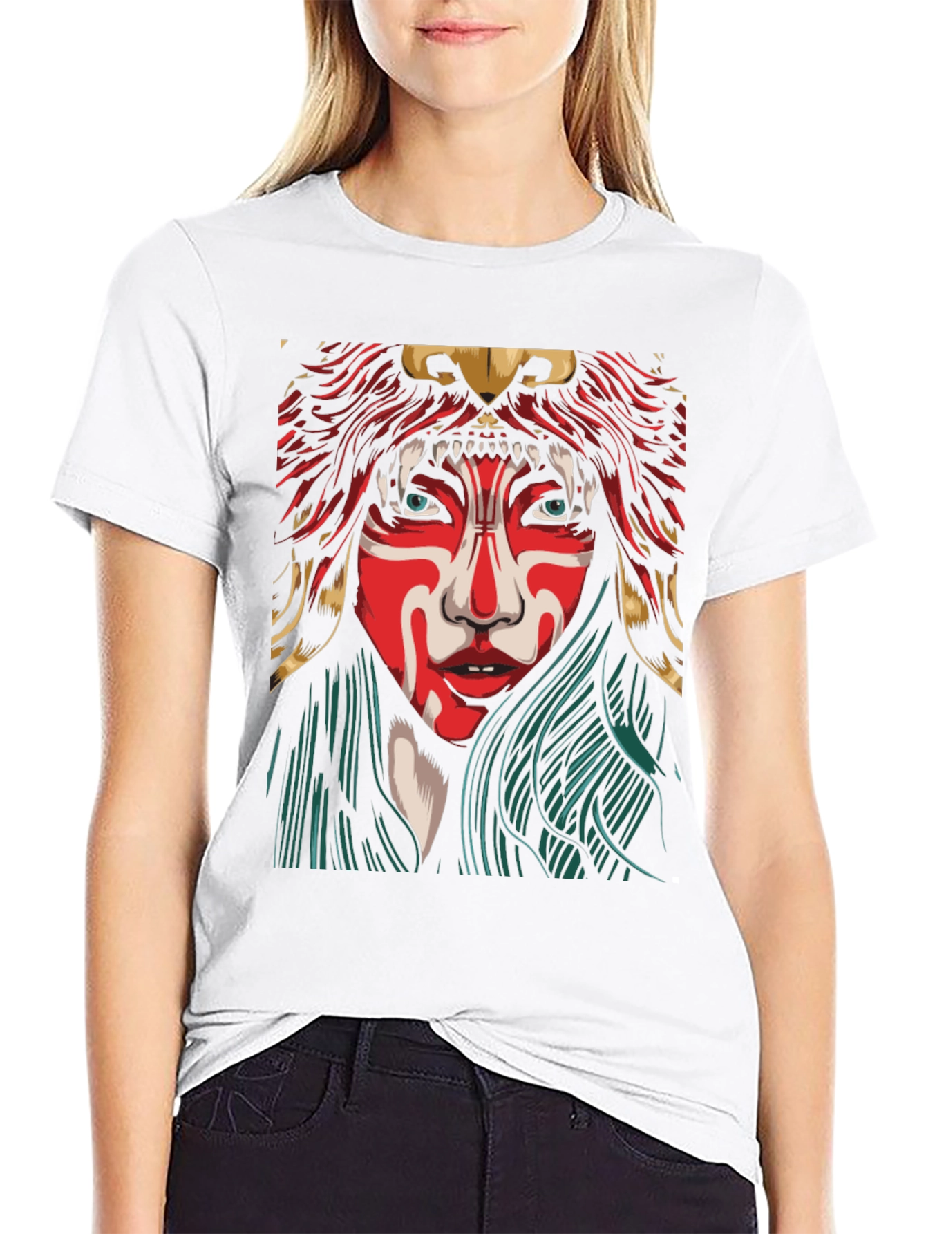 Warrior Lion Headdress Graphic T-Shirt