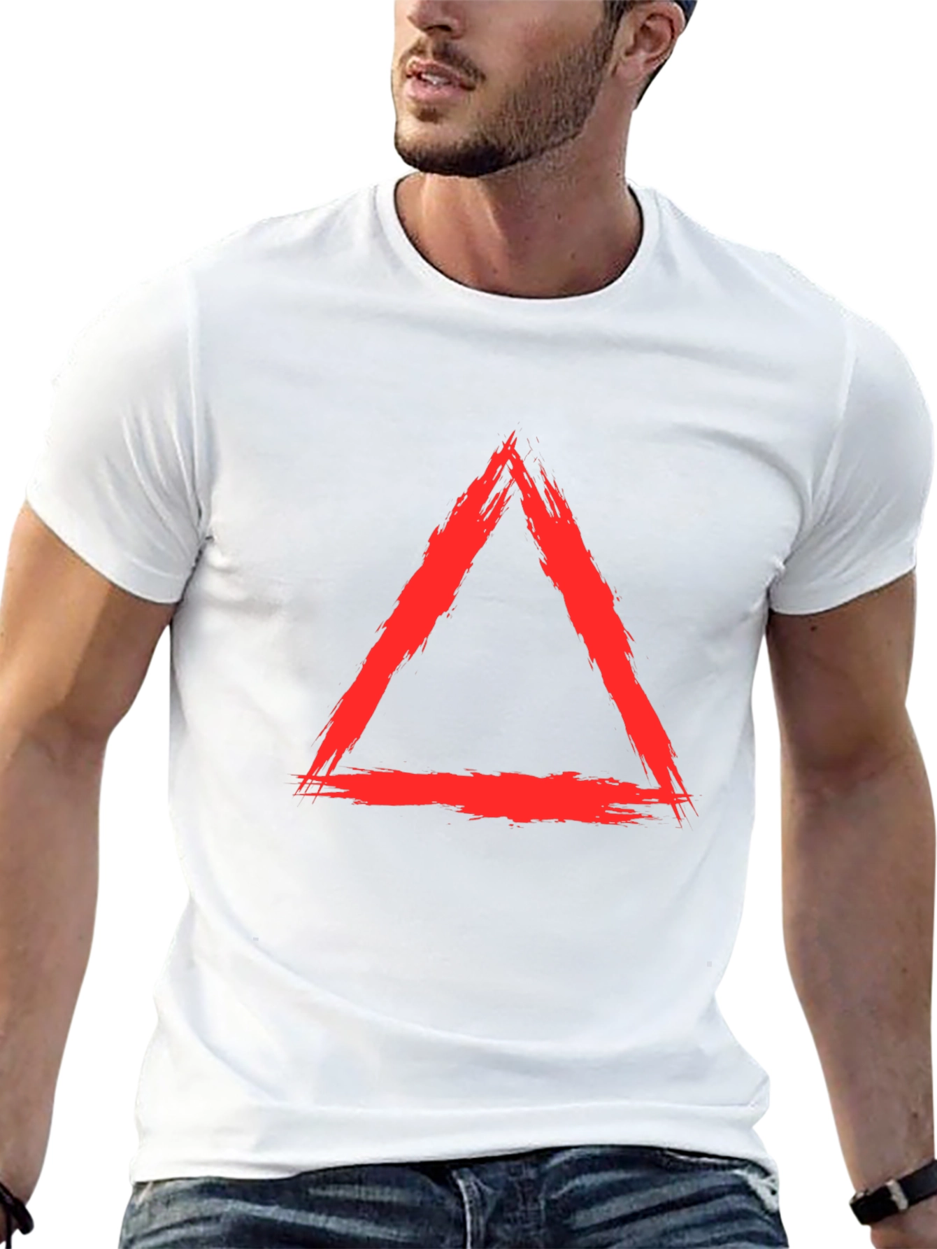 Red Triangle Graphic Black T-Shirt