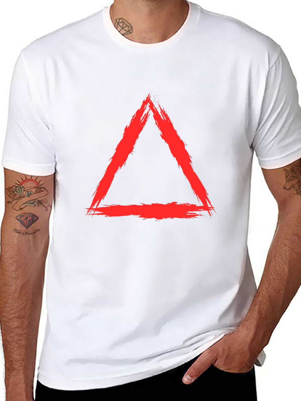 Red Triangle Graphic Black T-Shirt