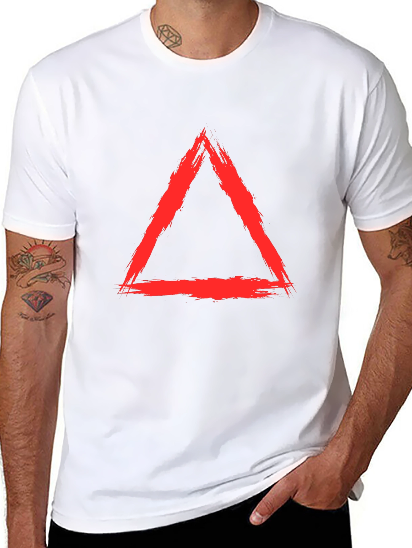 Red Triangle Graphic Black T-Shirt