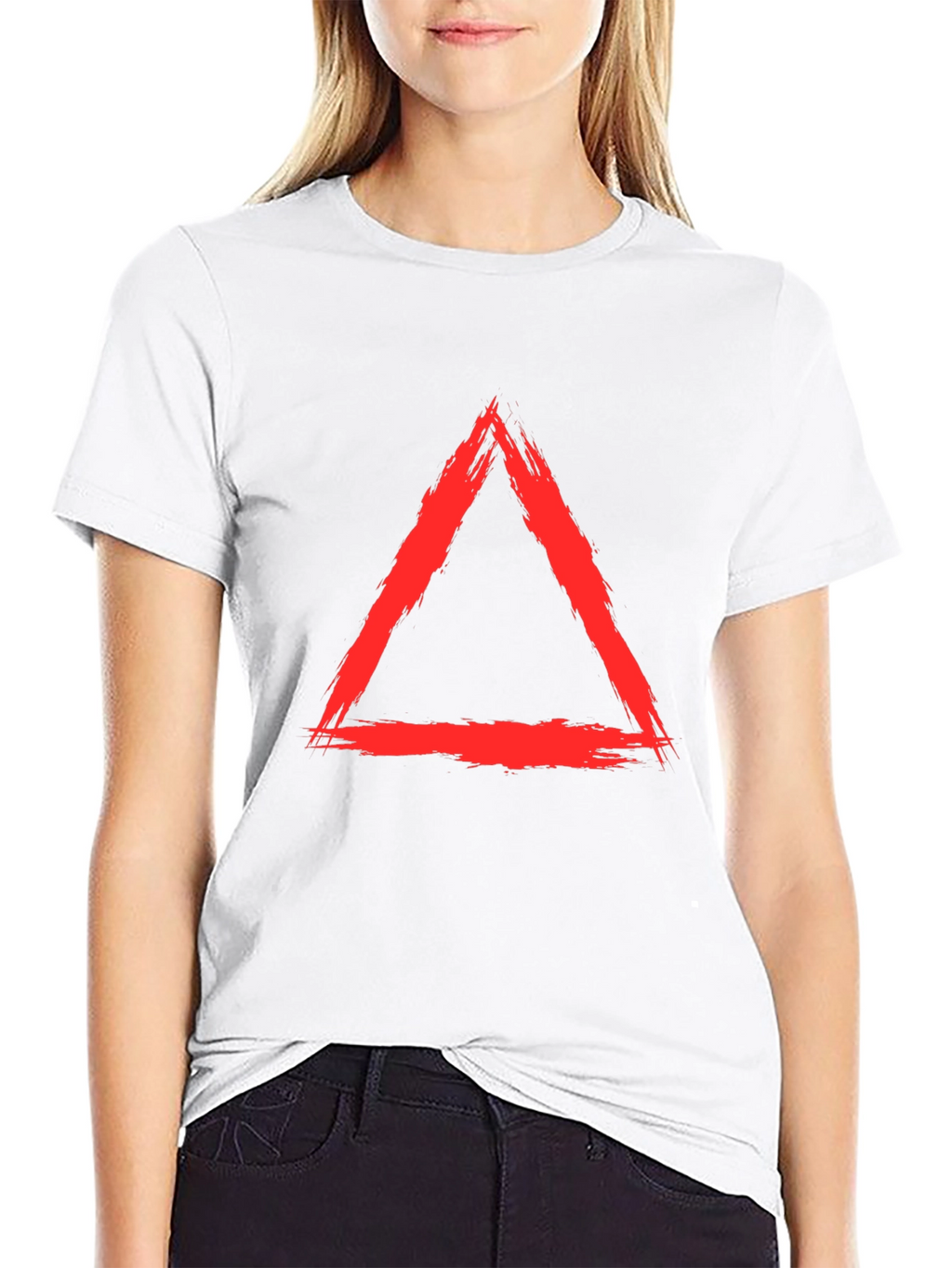 Red Triangle Graphic Black T-Shirt