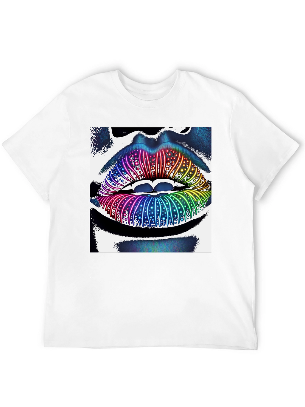 Rainbow Lips Graphic Tee - Unique Statement Shirt