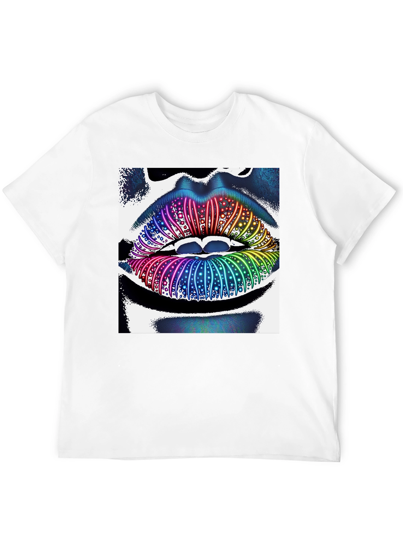 Rainbow Lips Graphic Tee - Unique Statement Shirt