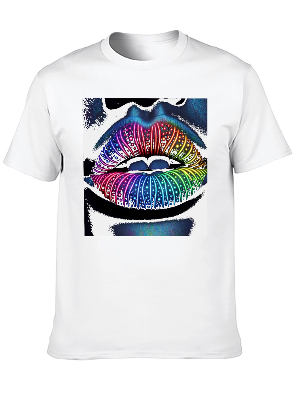 Rainbow Lips Graphic Tee - Unique Statement Shirt