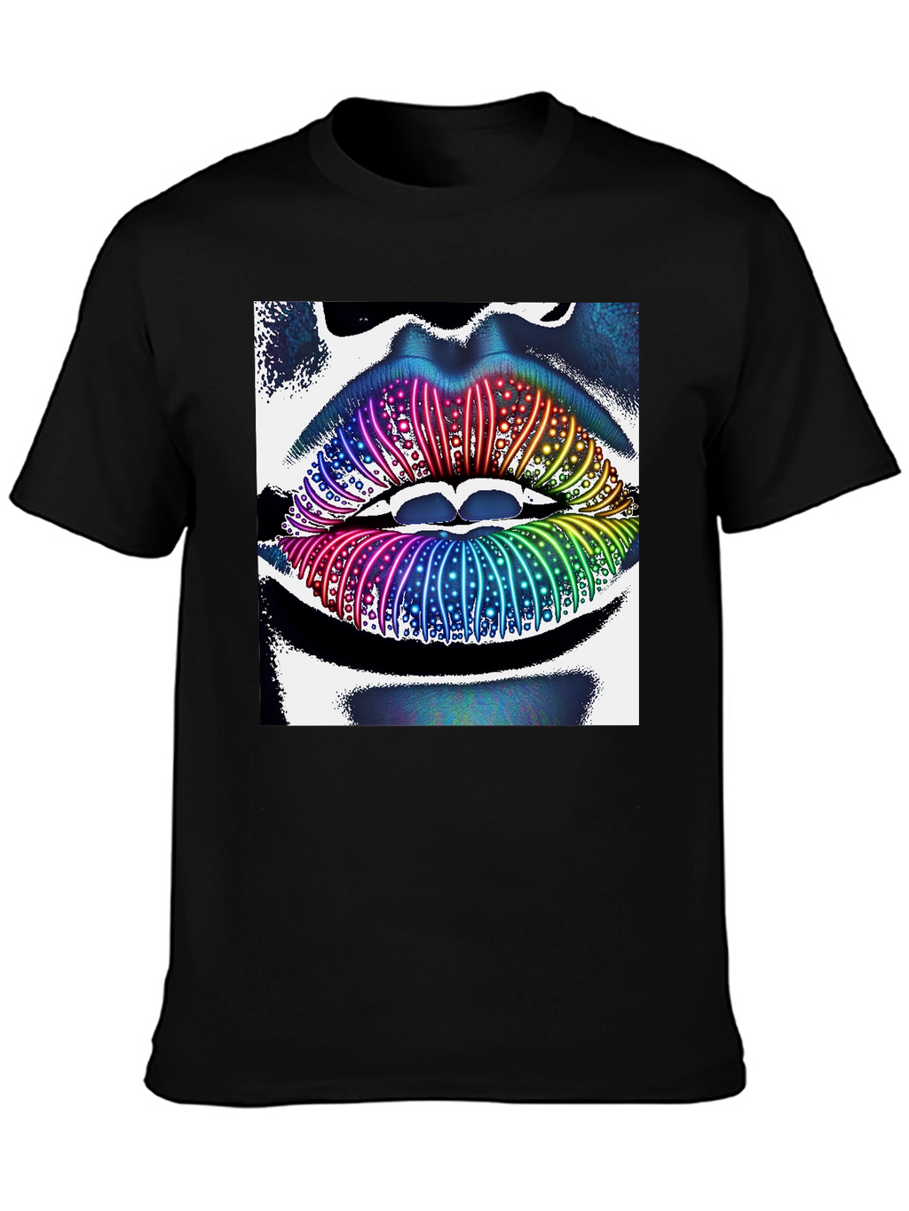 Rainbow Lips Graphic Tee - Unique Statement Shirt