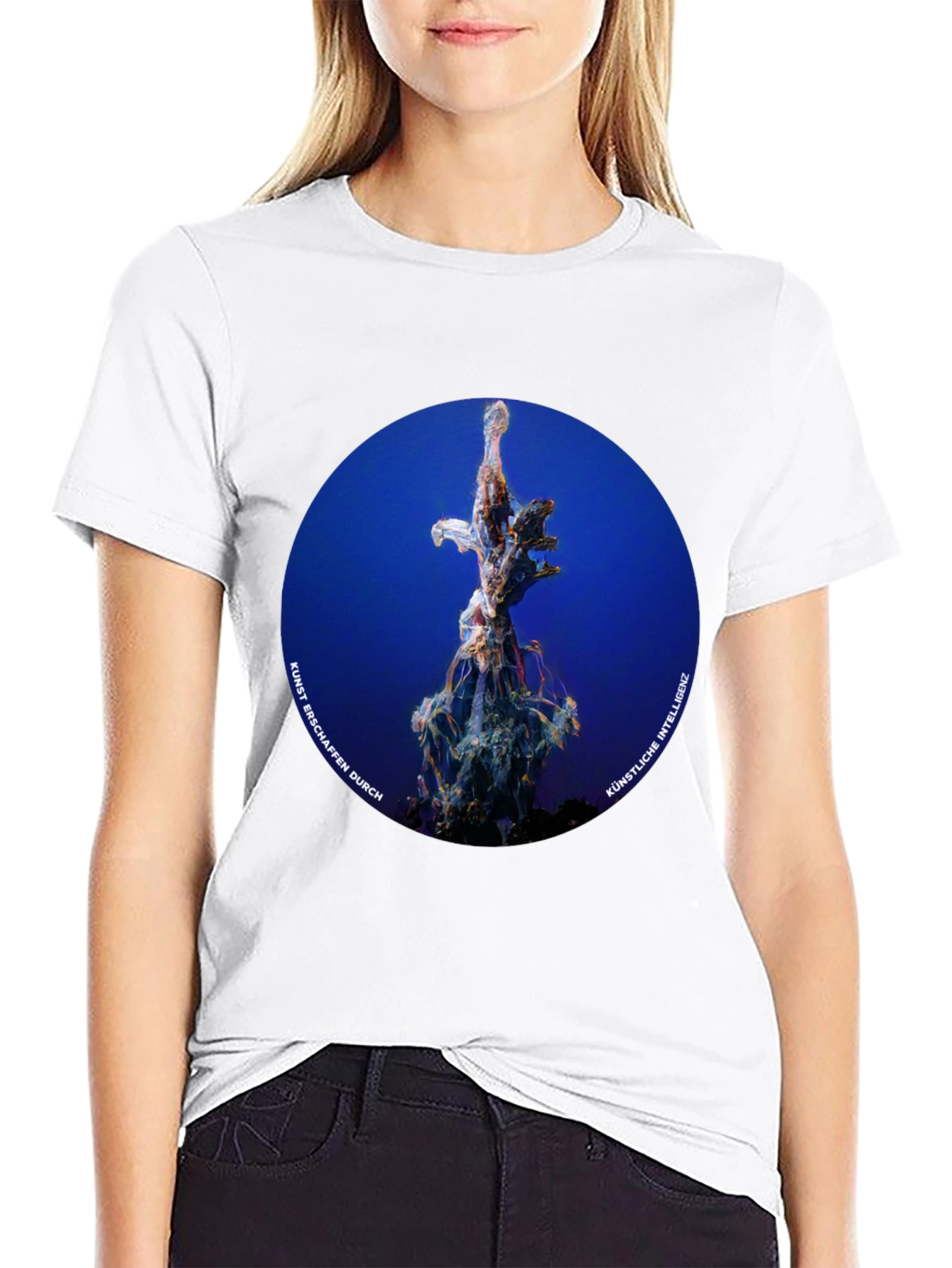 Abstract AI Art T-Shirt - Black Cotton Tee