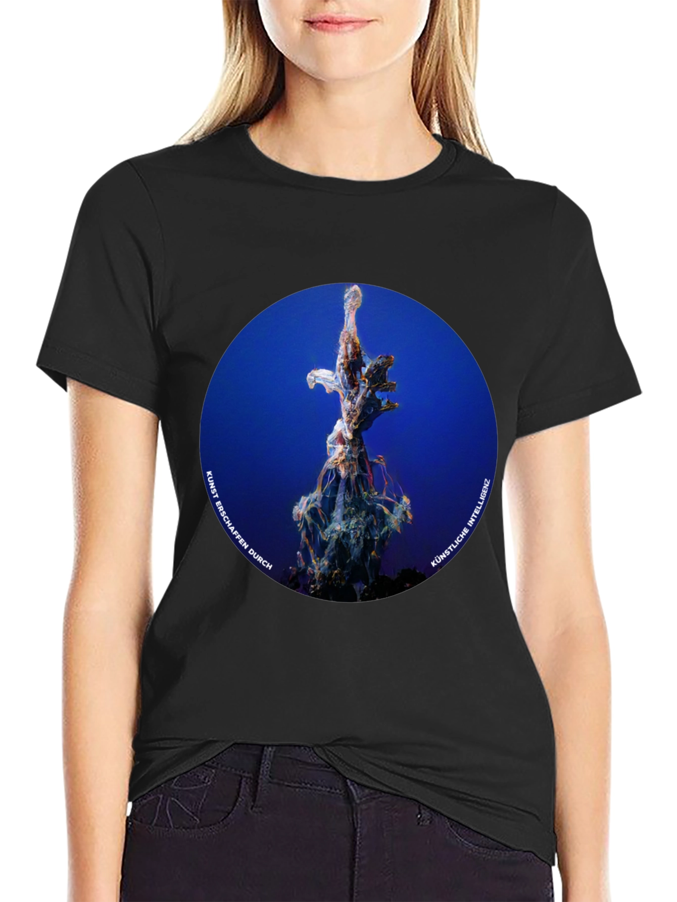 Abstract AI Art T-Shirt - Black Cotton Tee