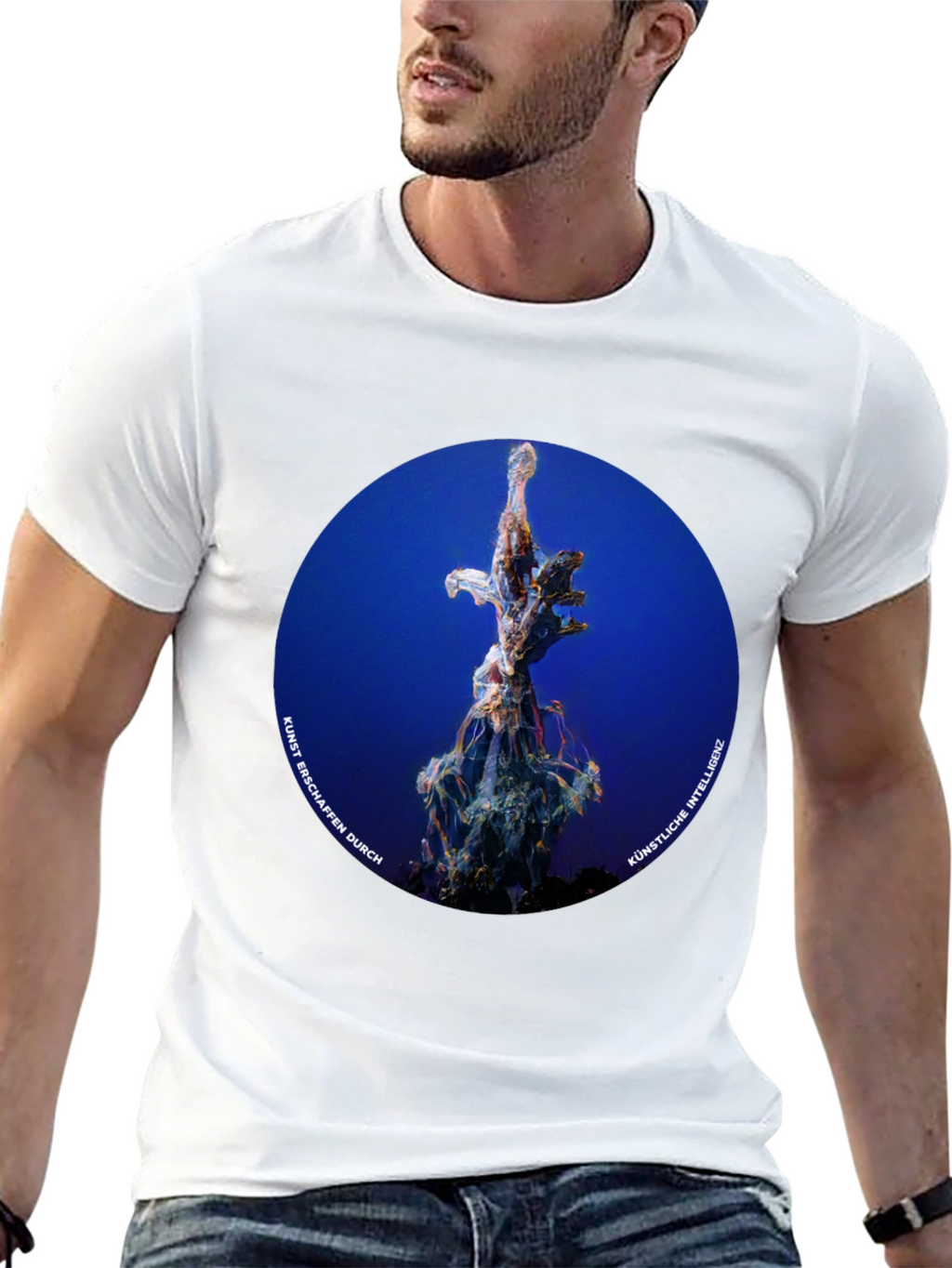 Abstract AI Art T-Shirt - Black Cotton Tee