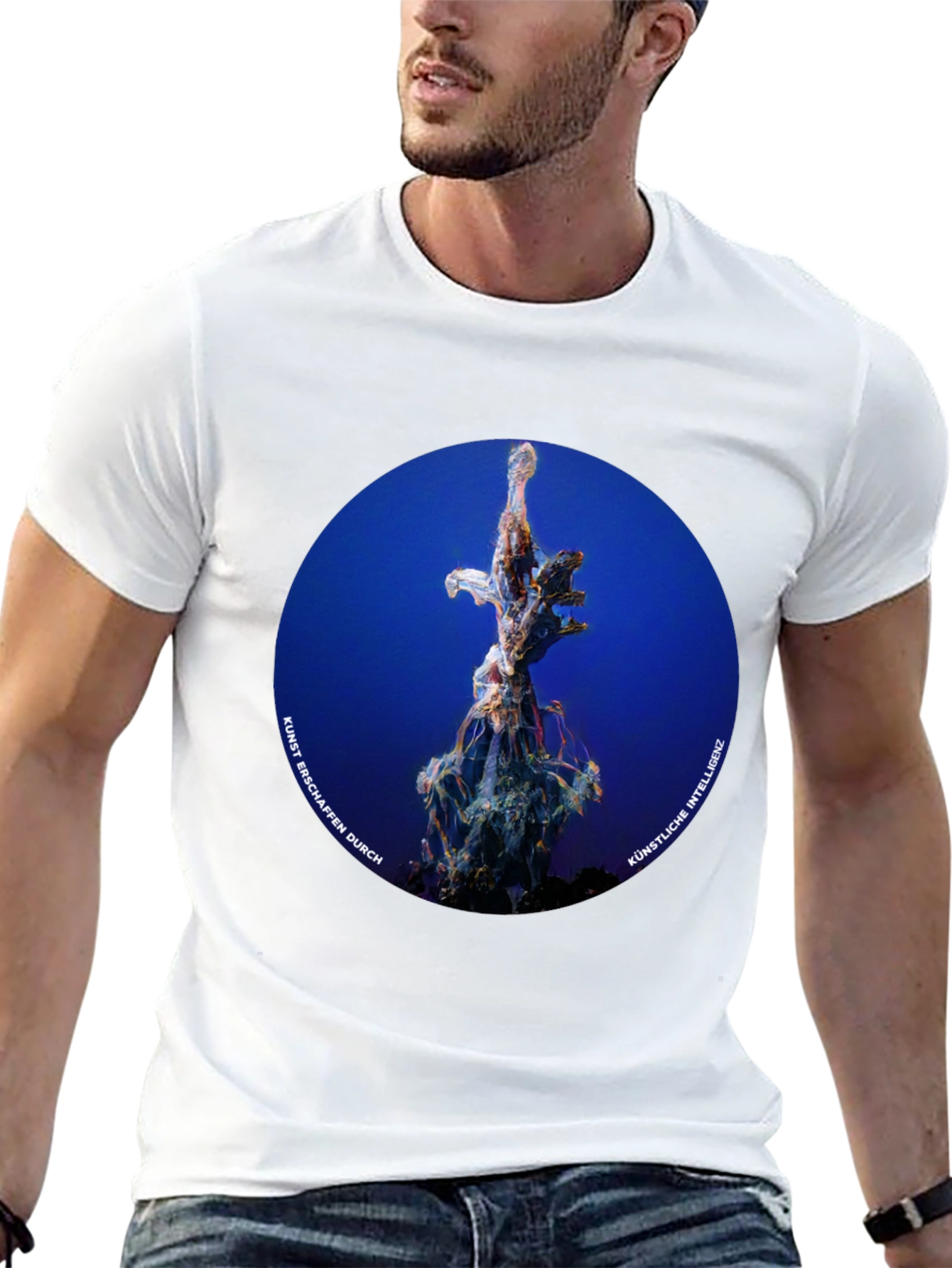 Abstract AI Art T-Shirt - Black Cotton Tee