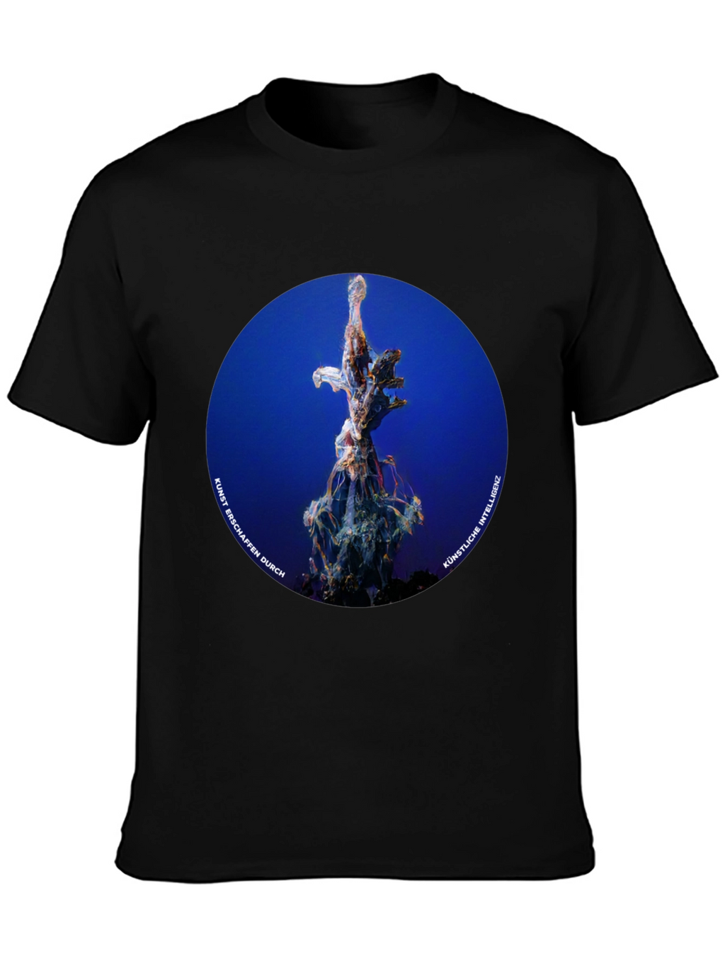 Abstract AI Art T-Shirt - Black Cotton Tee