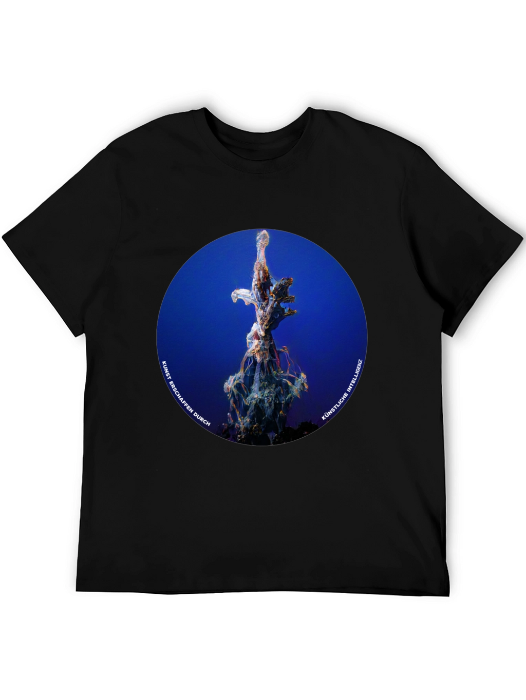 Abstract AI Art T-Shirt - Black Cotton Tee