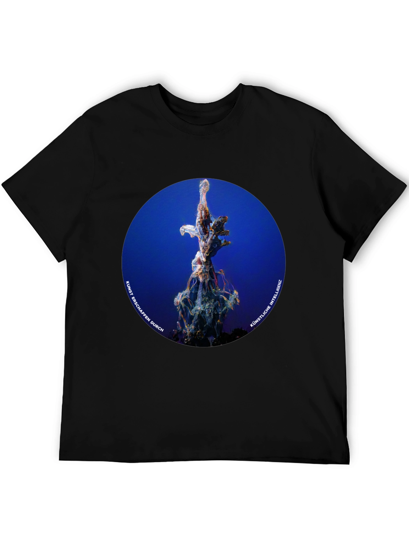 Abstract AI Art T-Shirt - Black Cotton Tee