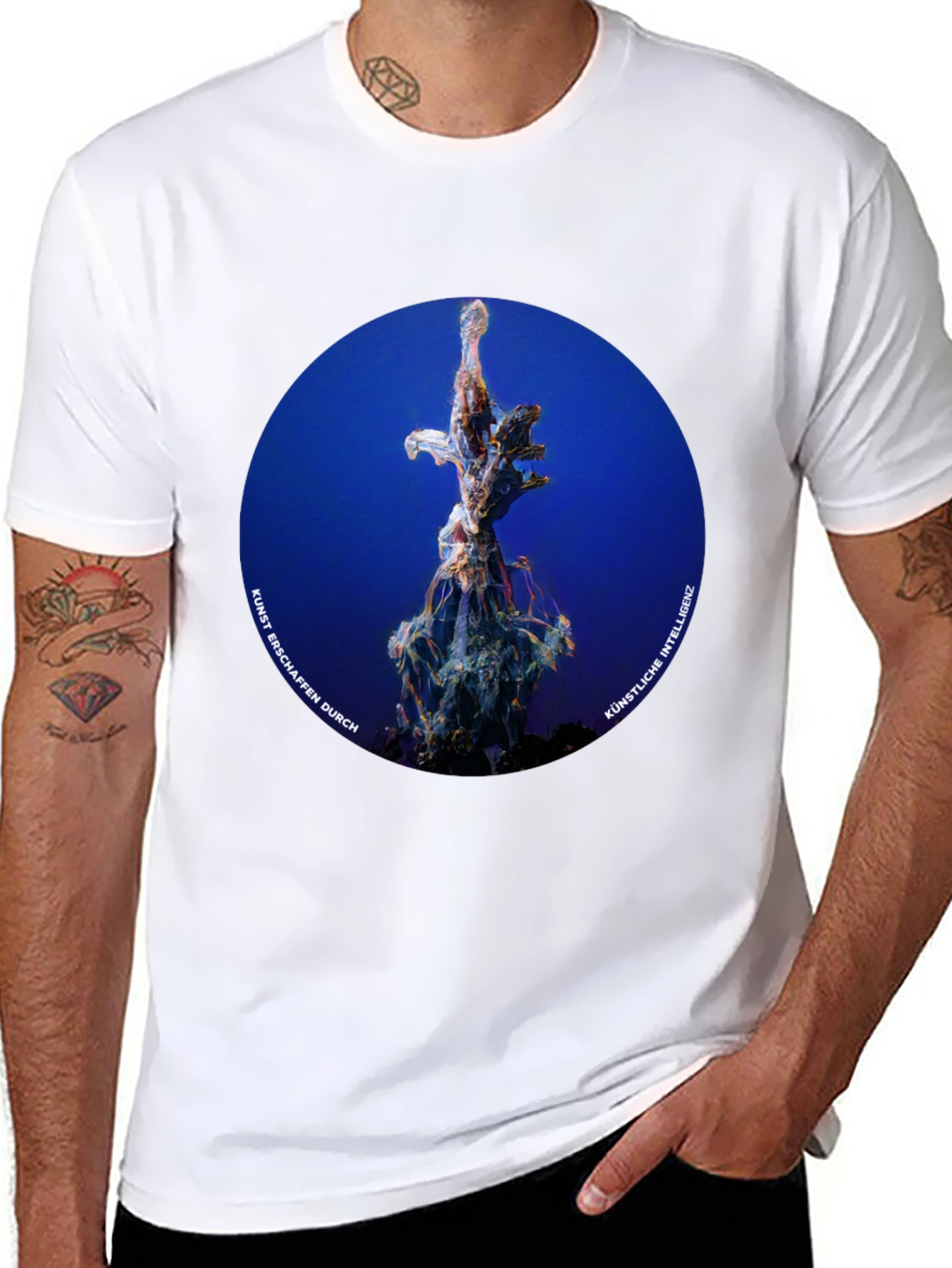 Abstract AI Art T-Shirt - Black Cotton Tee