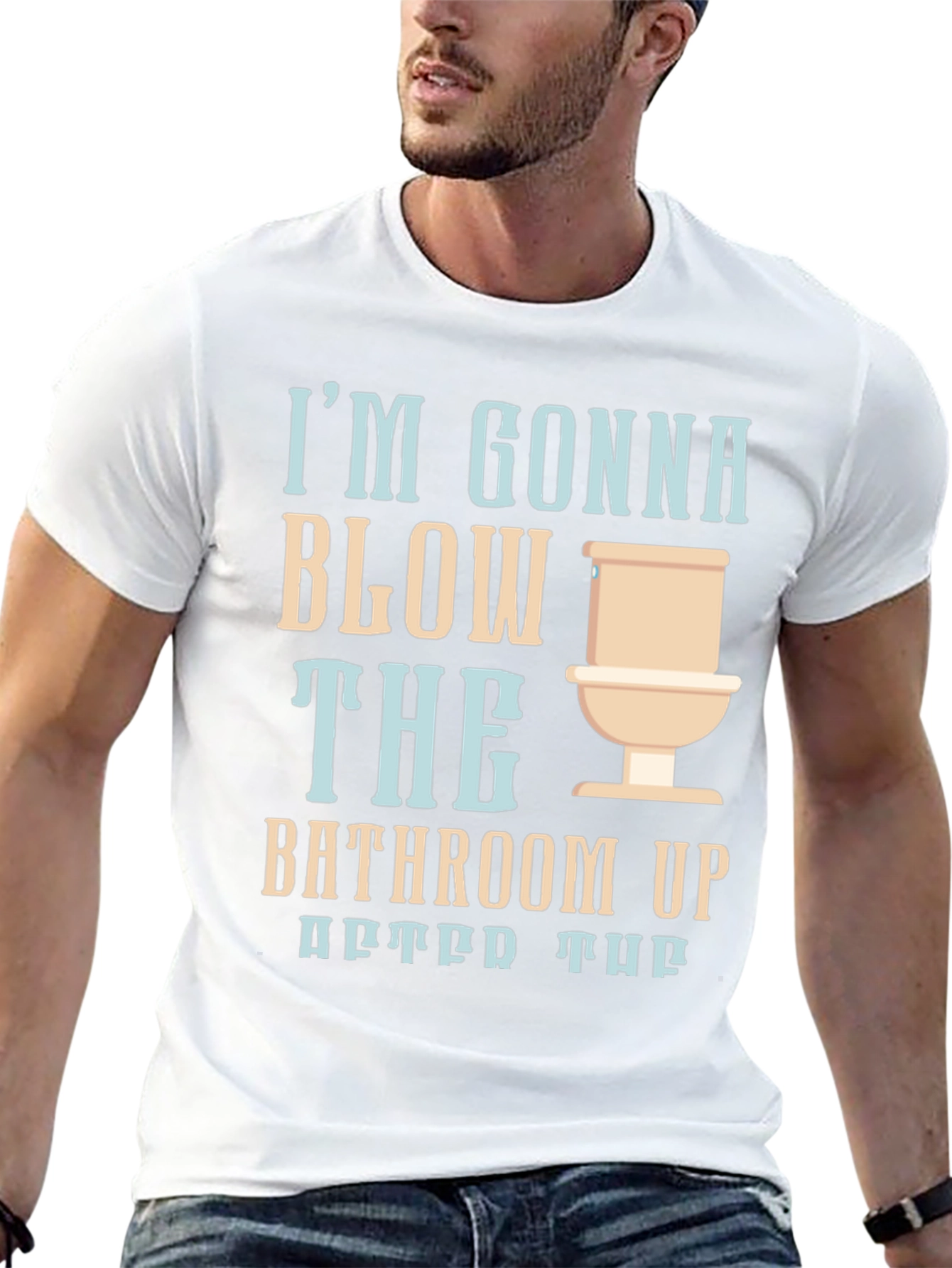 Humorous Blow the Bathroom Up Graphic Tee