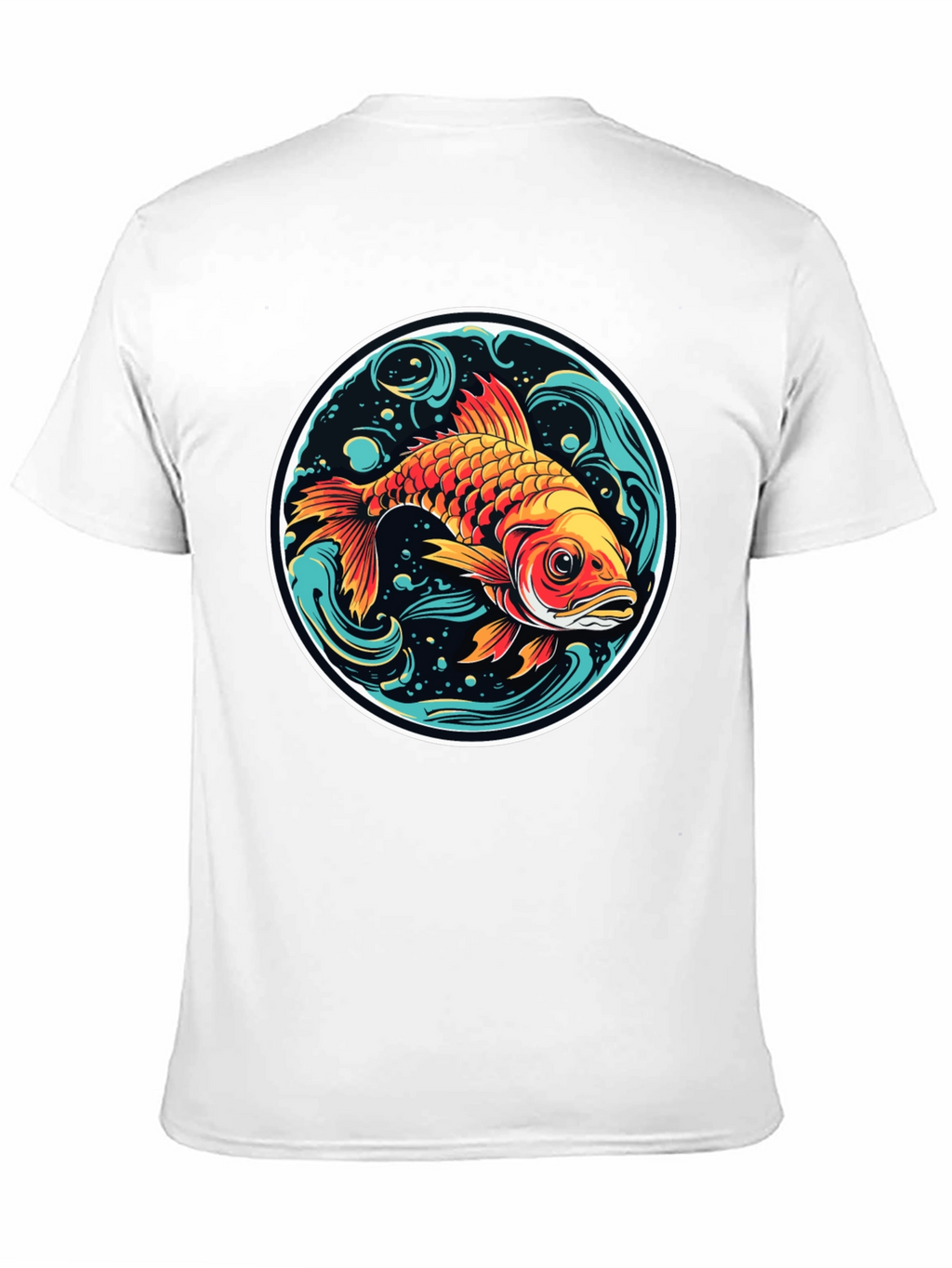 Koi Fish Graphic Tee - Black Cotton Blend