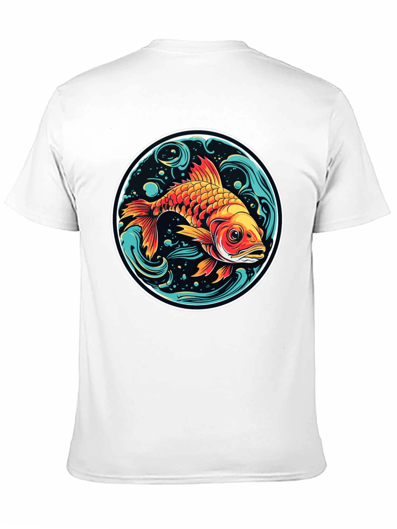 Koi Fish Graphic Tee - Black Cotton Blend