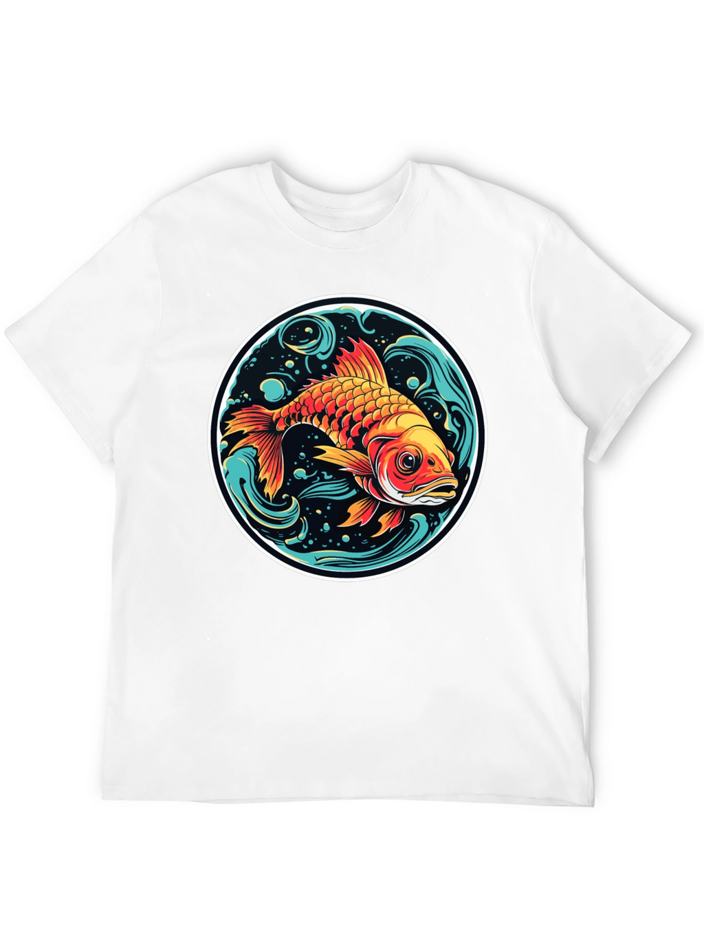 Koi Fish Graphic Tee - Black Cotton Blend