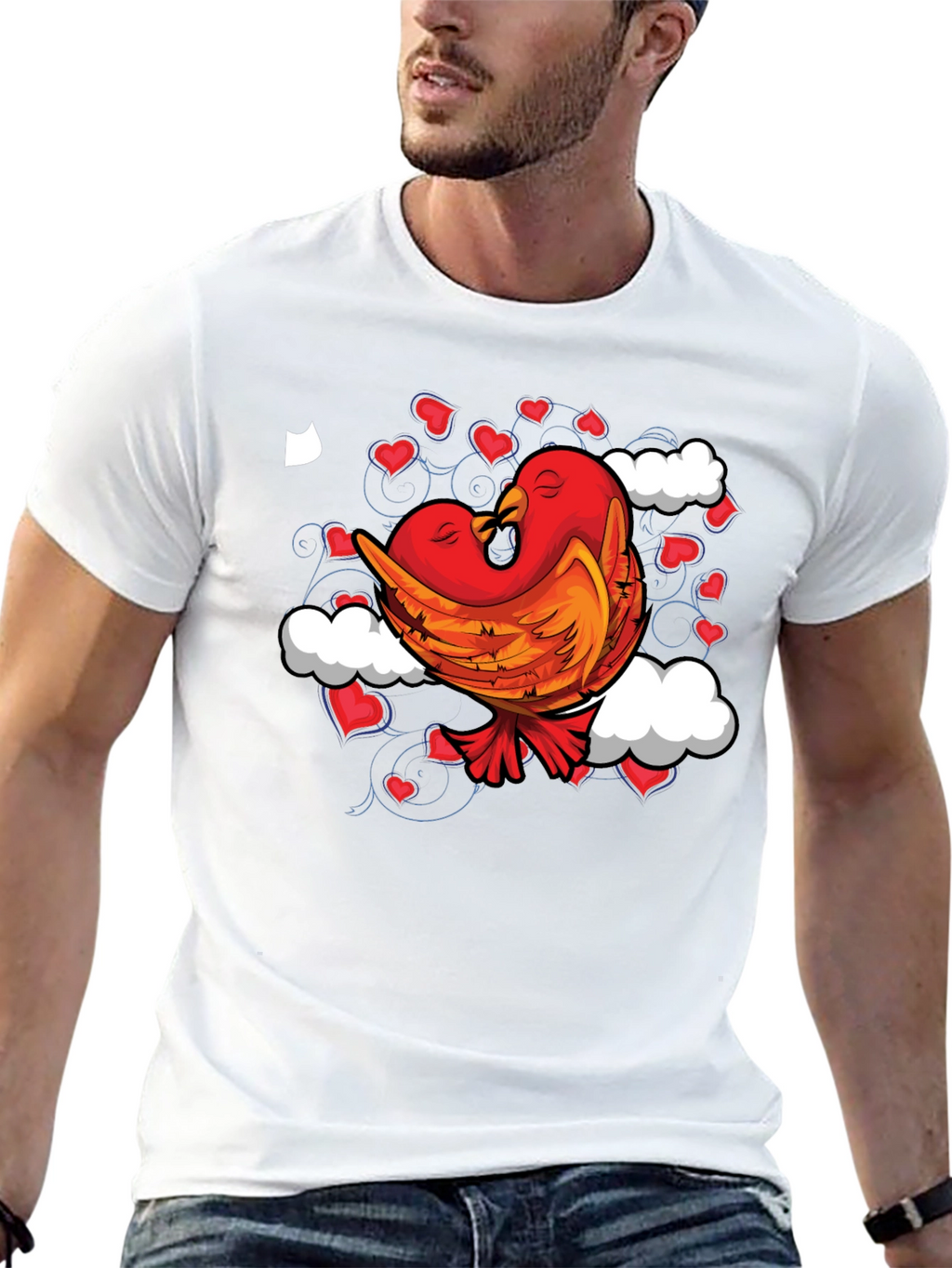 Love Birds Graphic Tee - Black Cotton Blend