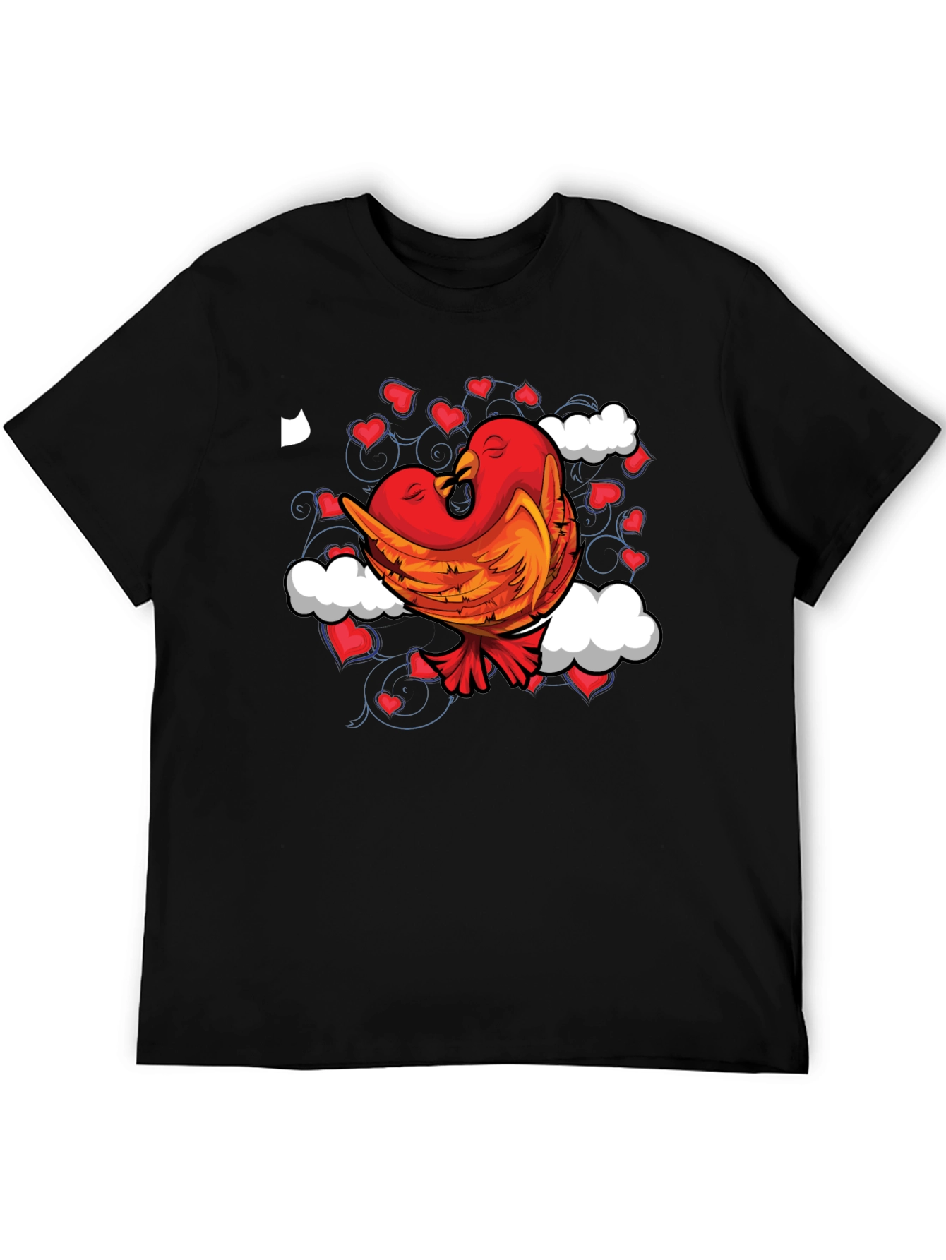 Love Birds Graphic Tee - Black Cotton Blend
