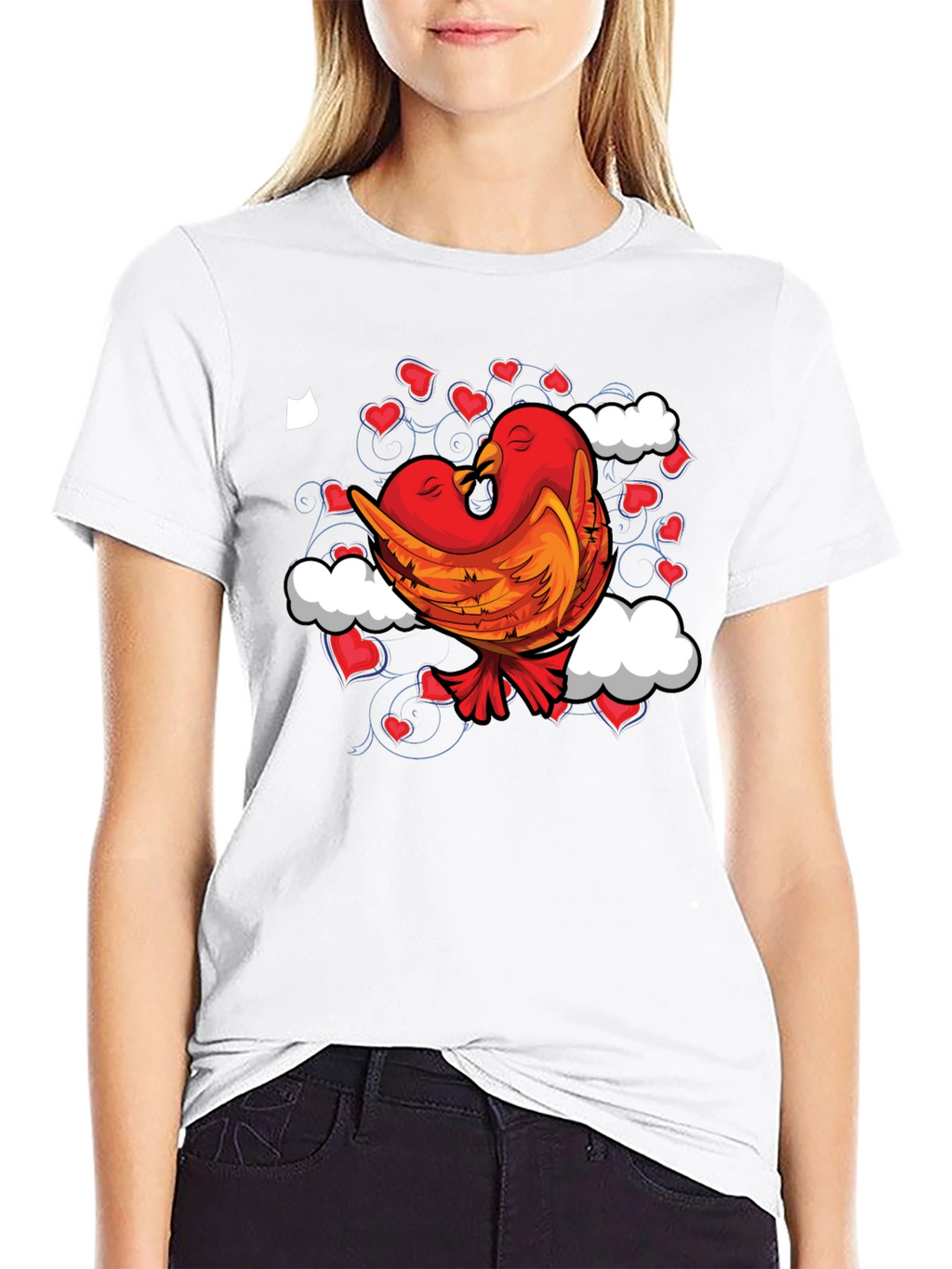 Love Birds Graphic Tee - Black Cotton Blend