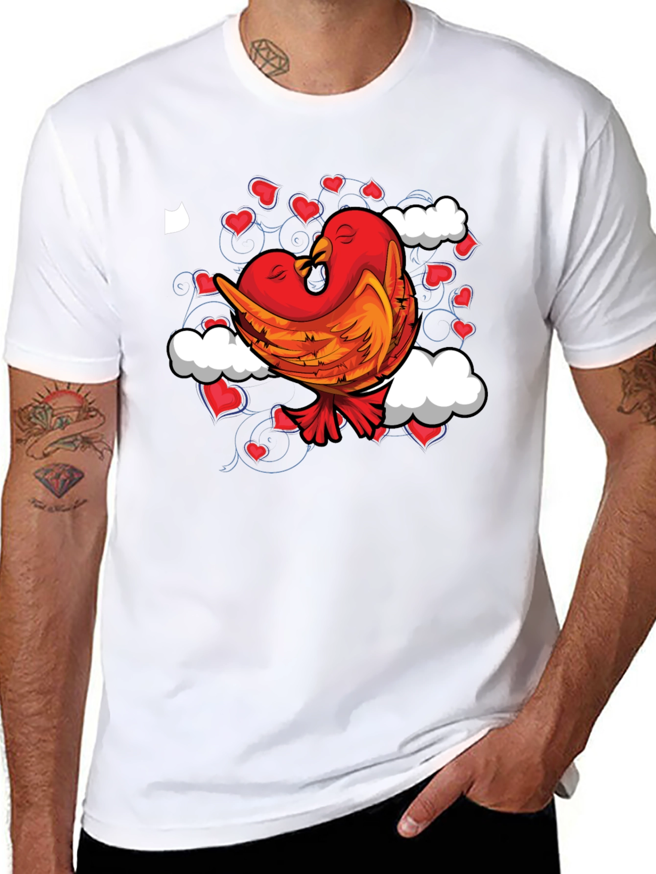 Love Birds Graphic Tee - Black Cotton Blend