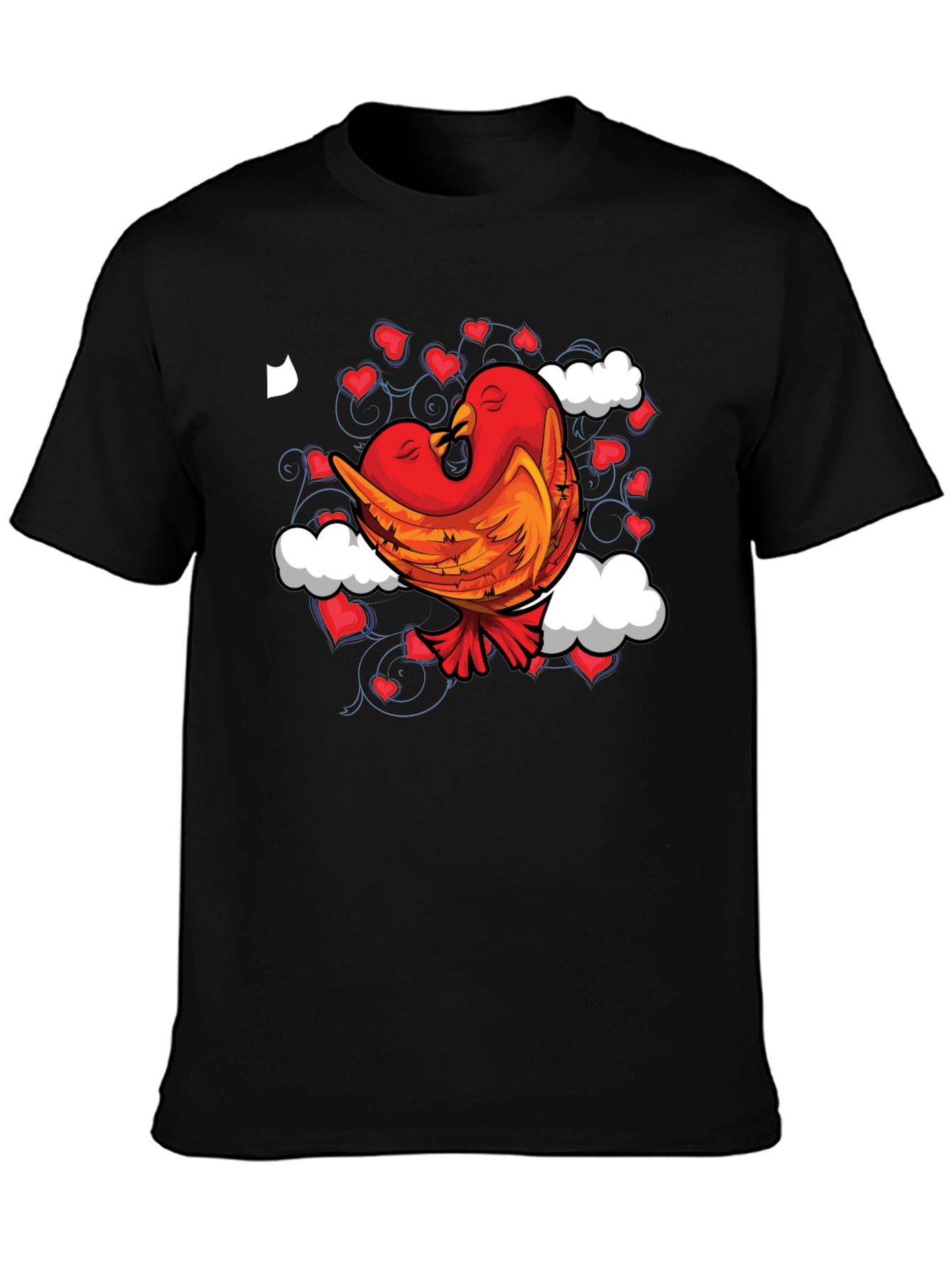 Love Birds Graphic Tee - Black Cotton Blend