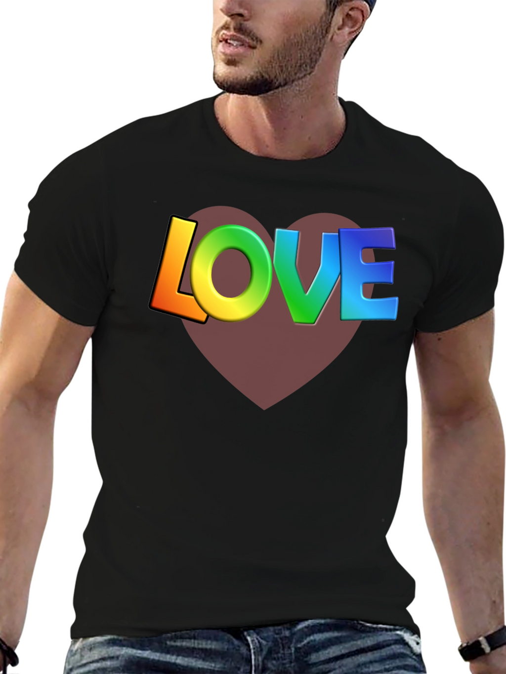 Rainbow LOVE Heart Graphic T-Shirt