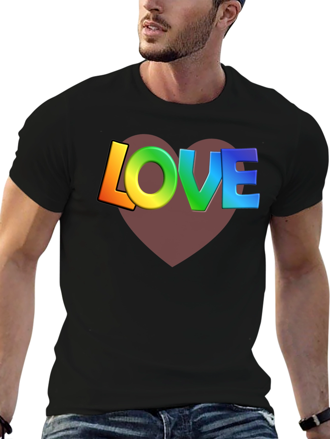 Rainbow LOVE Heart Graphic T-Shirt